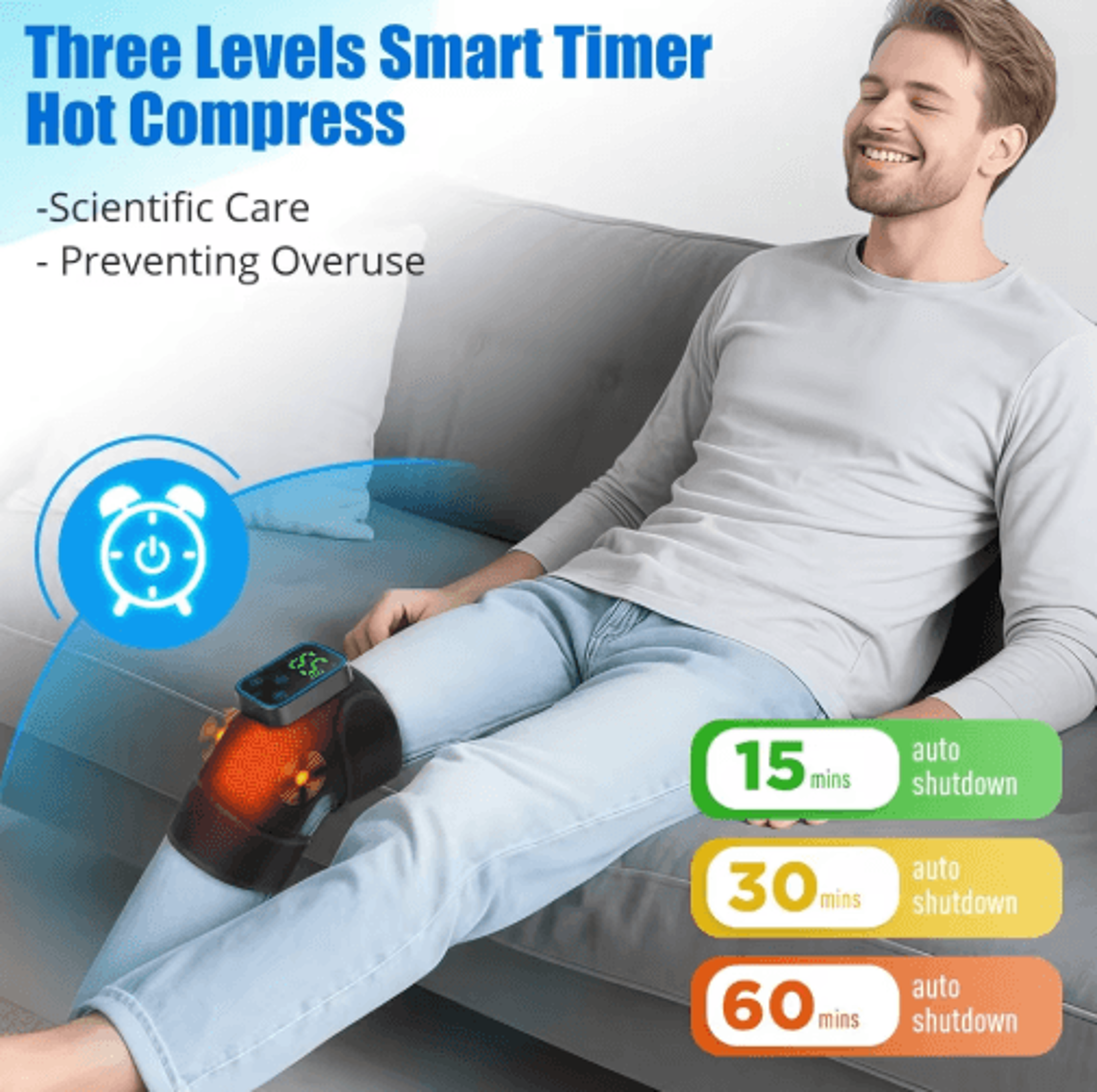 graphene wireless knee massager with heat, vibration & app control