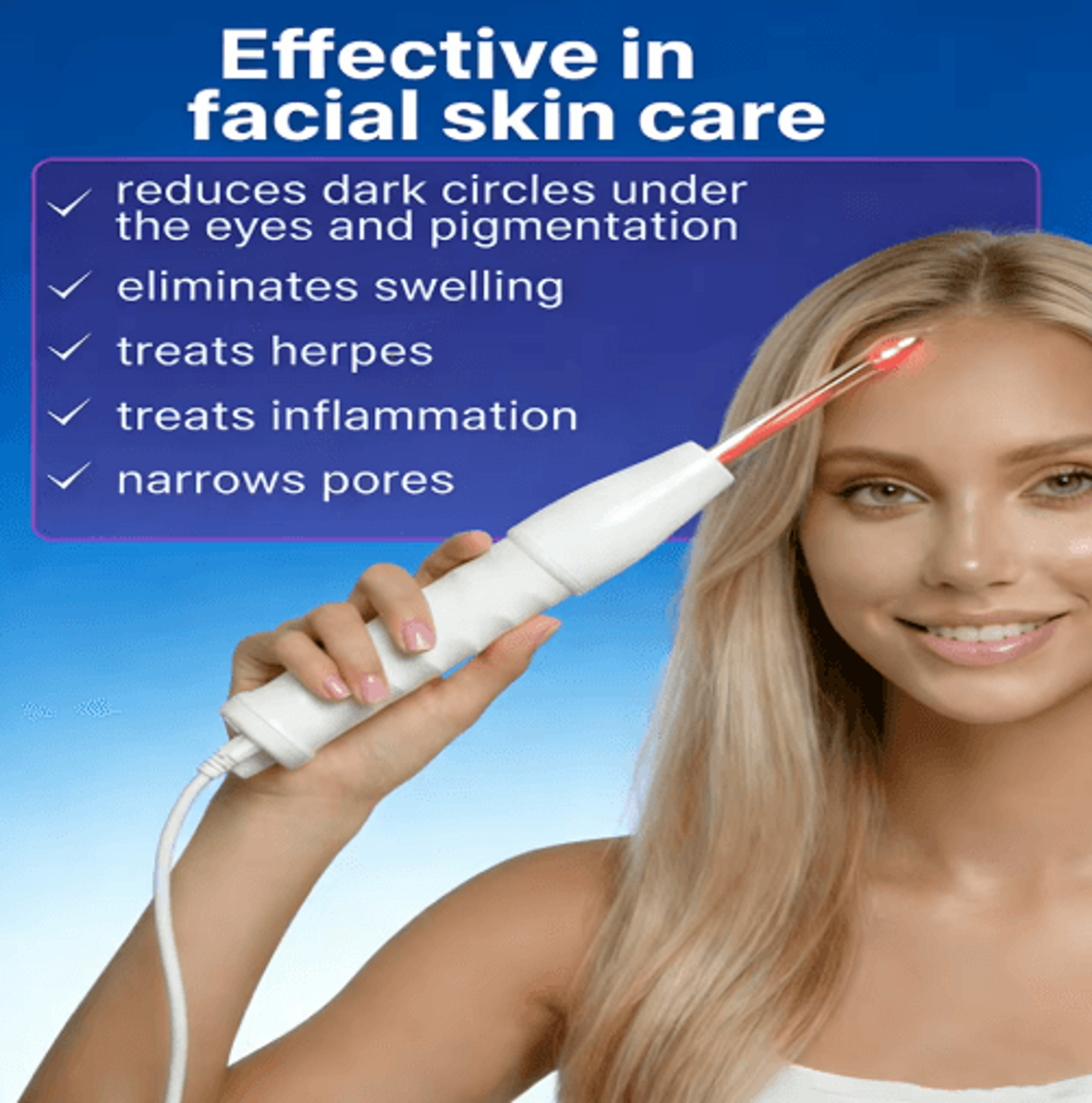 4-in-1 high frequency facial wand with glass electrodes for skin care & spa treatments