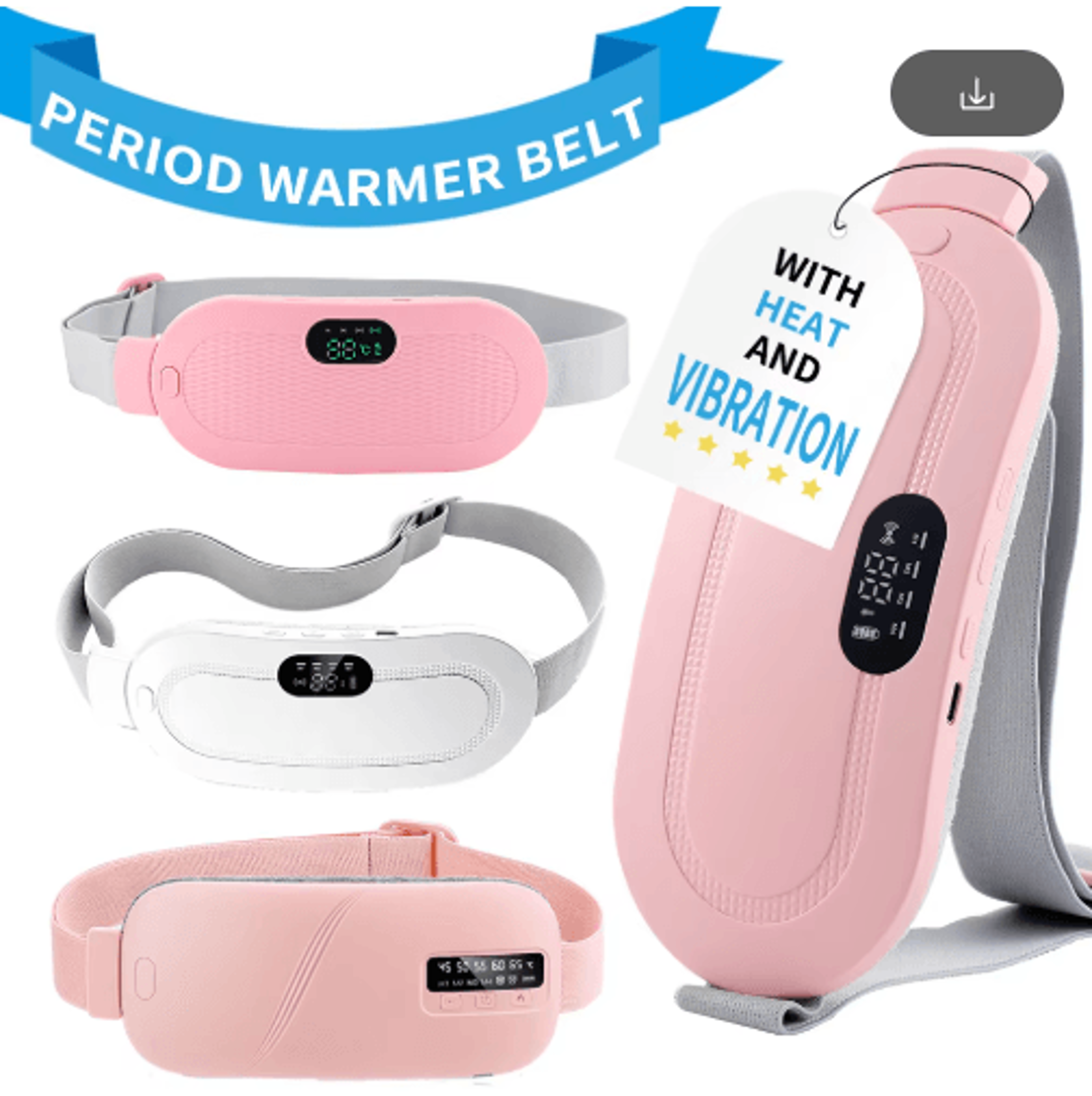 electric heating pad belt for menstrual comfort with vibration massage & adjustable heat