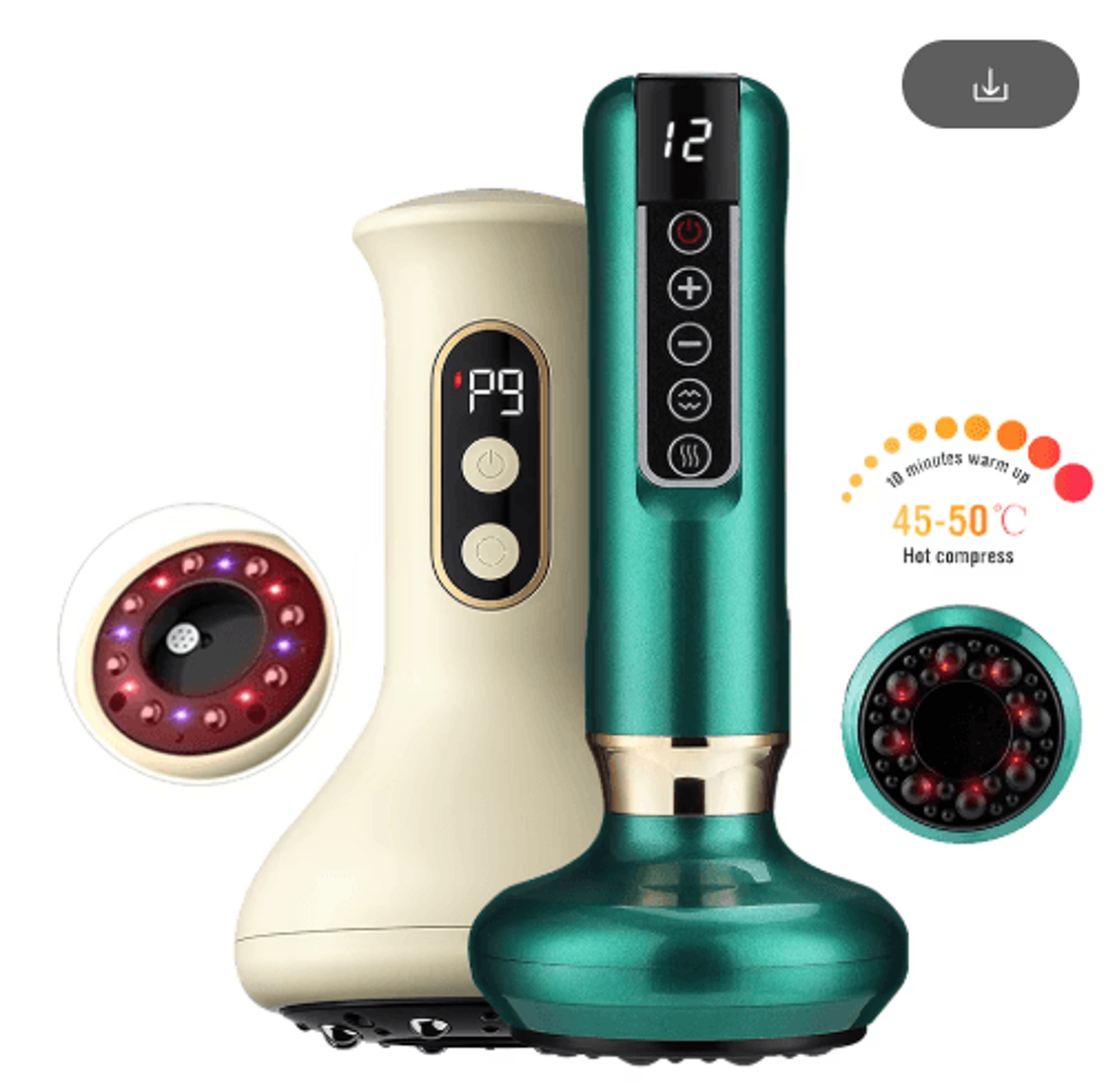 smart electric cupping massager with heat, red light therapy & 9-level vacuum suction