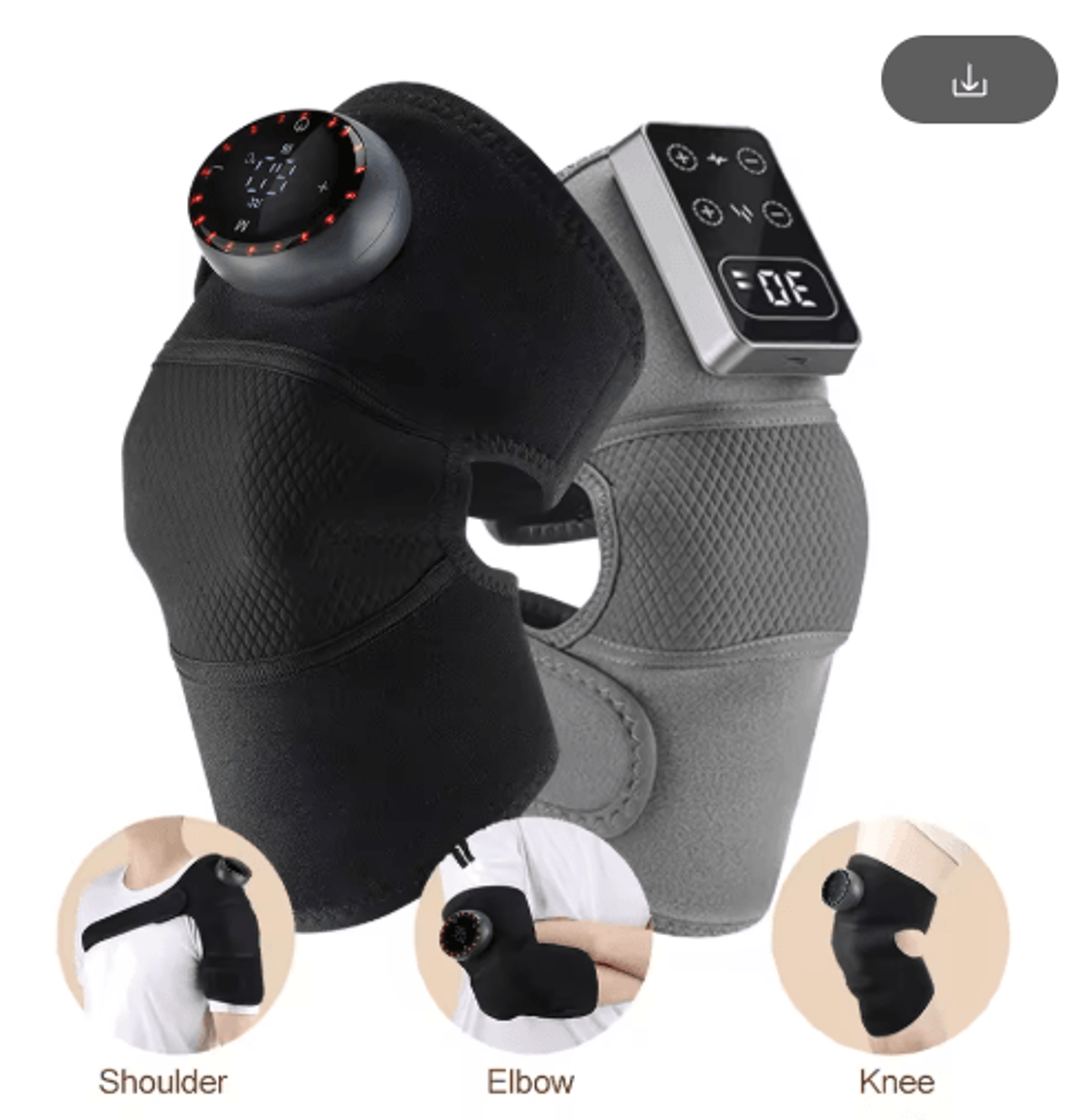 3-in-1 heated vibrating knee pad with far-infrared therapy for knee, shoulder & elbow support