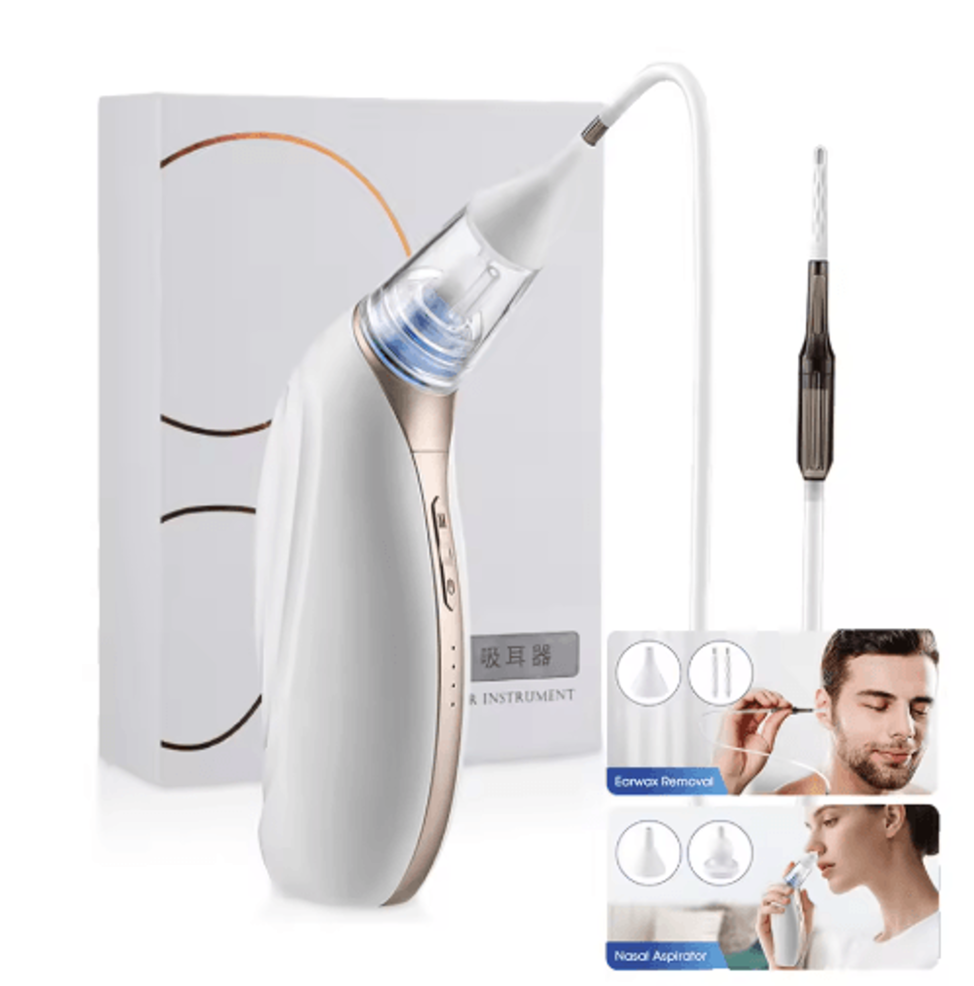 electric ear wax remover & nasal aspirator for adults & kids – rechargeable ear cleaner with gentle suction