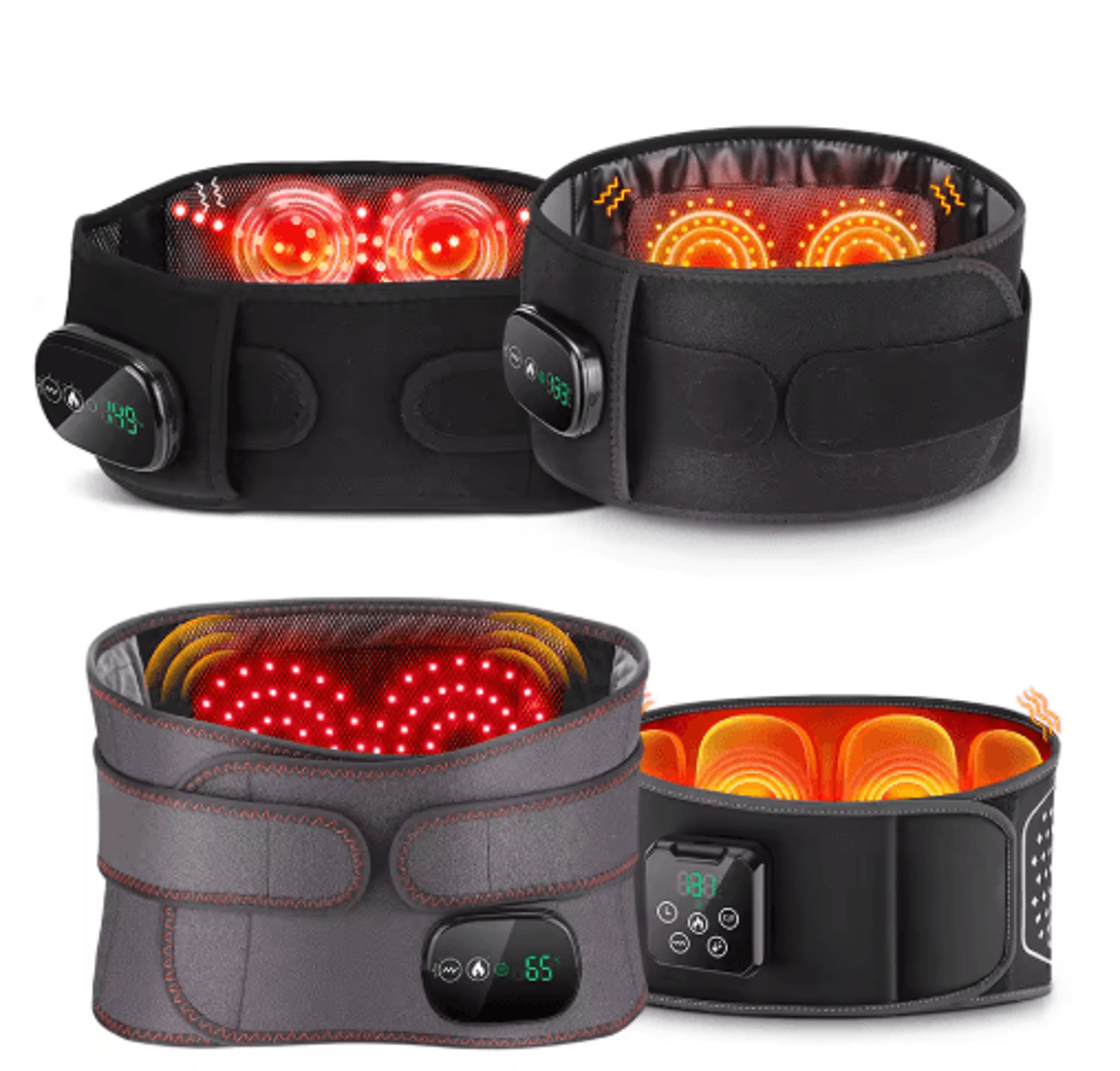 cordless red light heated waist belt with vibration massage – rechargeable hot compress wrap