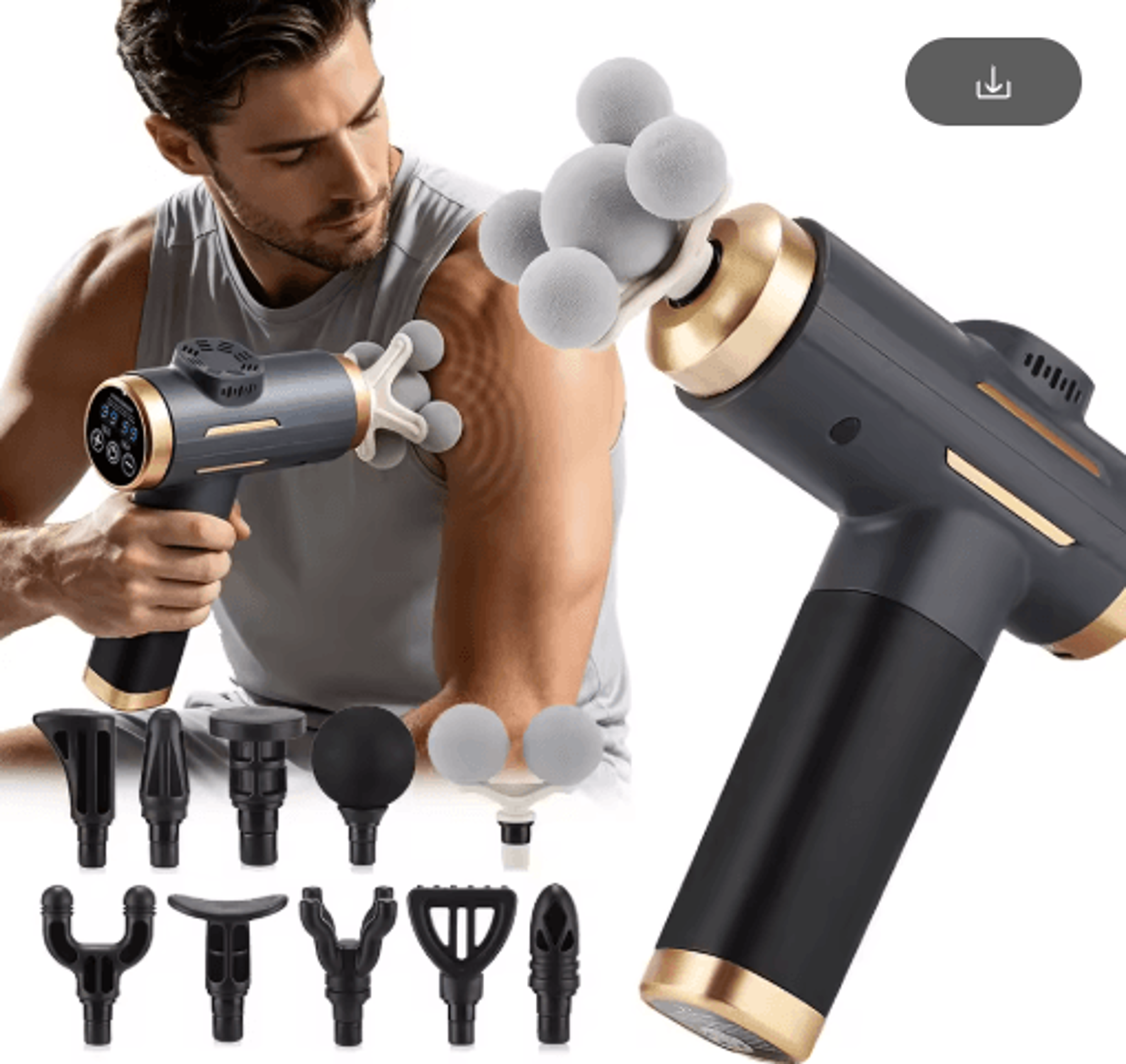 percussion massage gun 24w deep tissue massager with 99 speeds & 11 massage heads