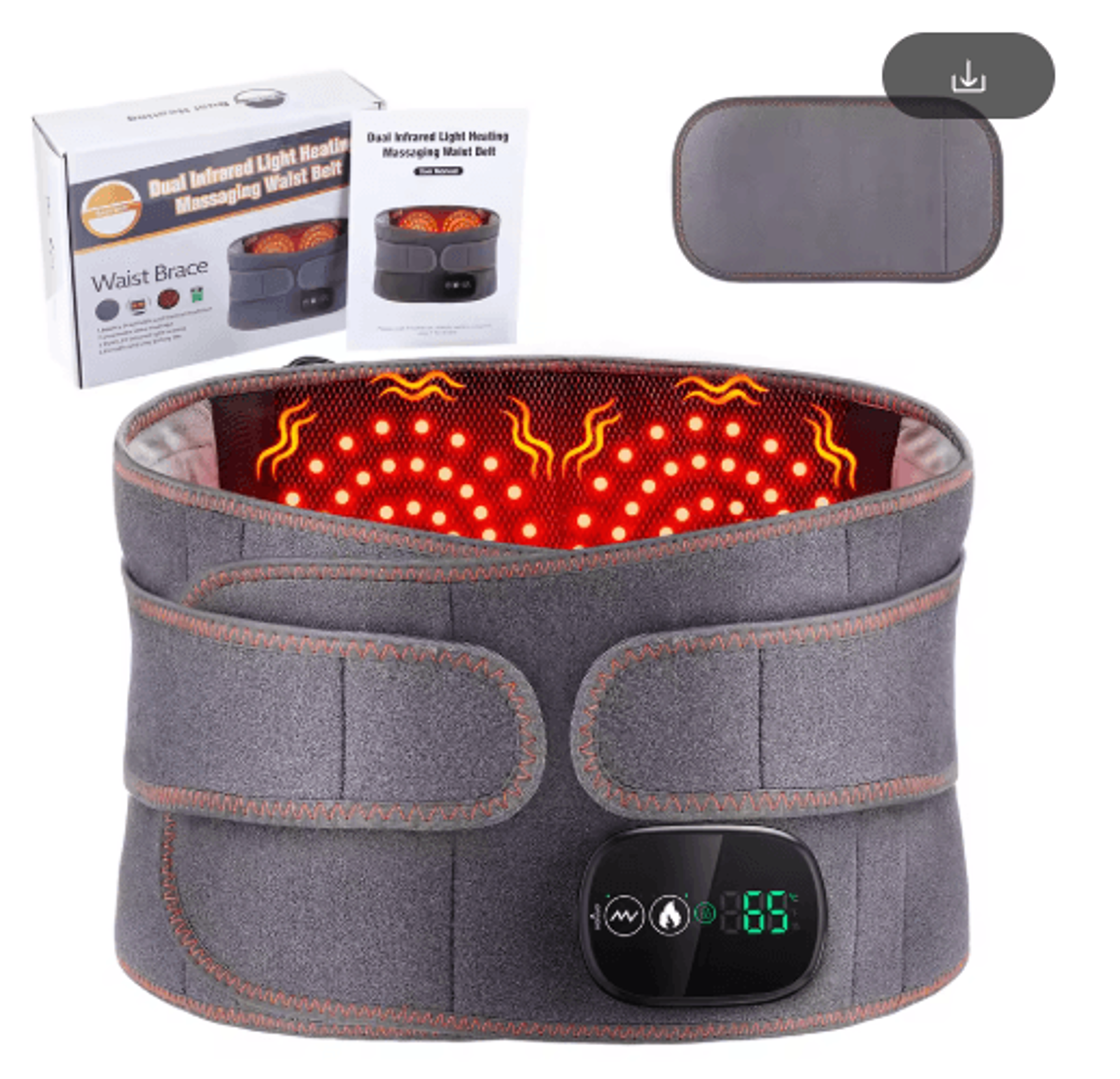 electric waist massager belt with infrared heat & vibration – lumbar back support hot compress wrap