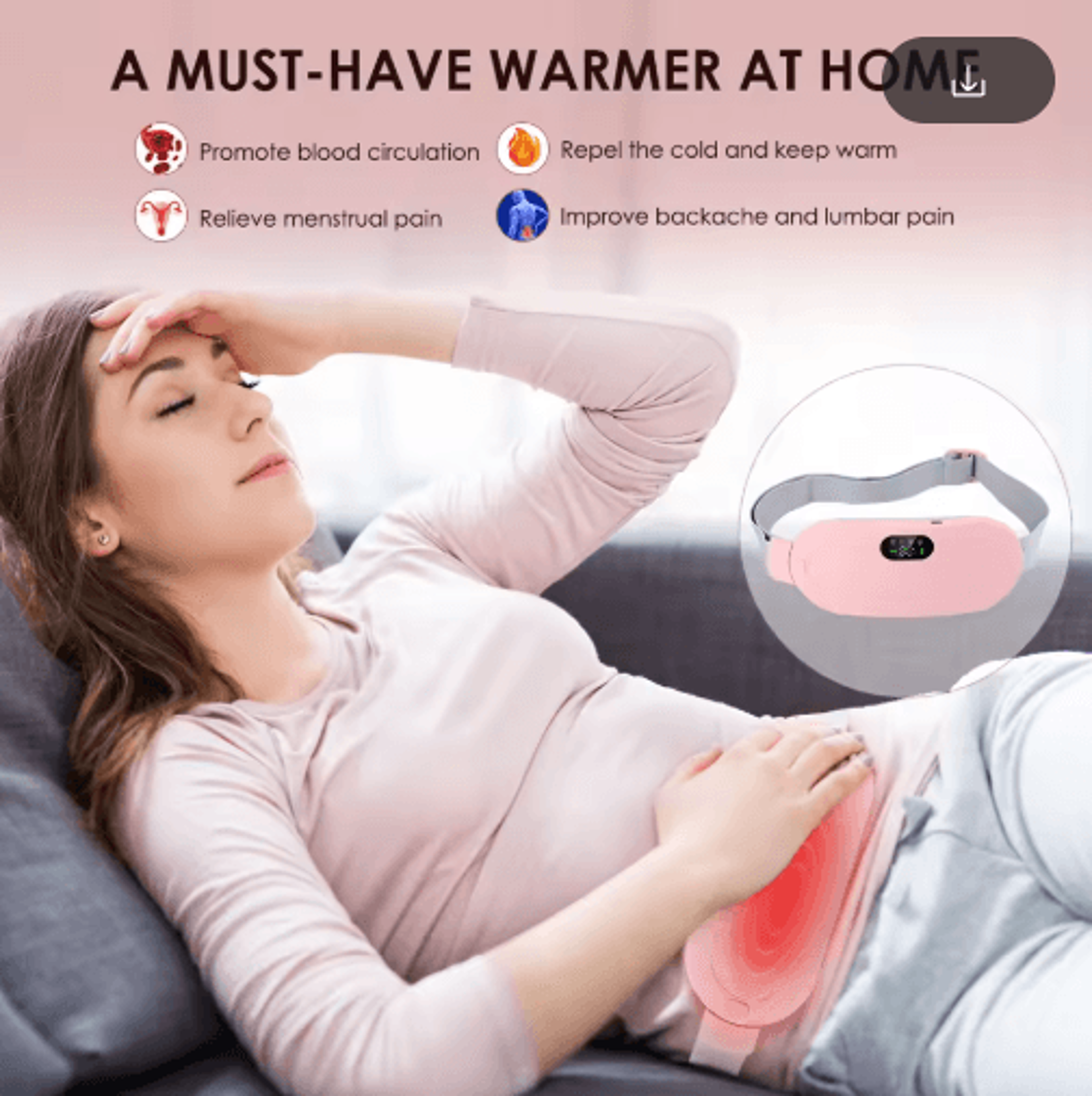 usb rechargeable menstrual heating pad with vibration – electric waist & abdominal cramp relief massager