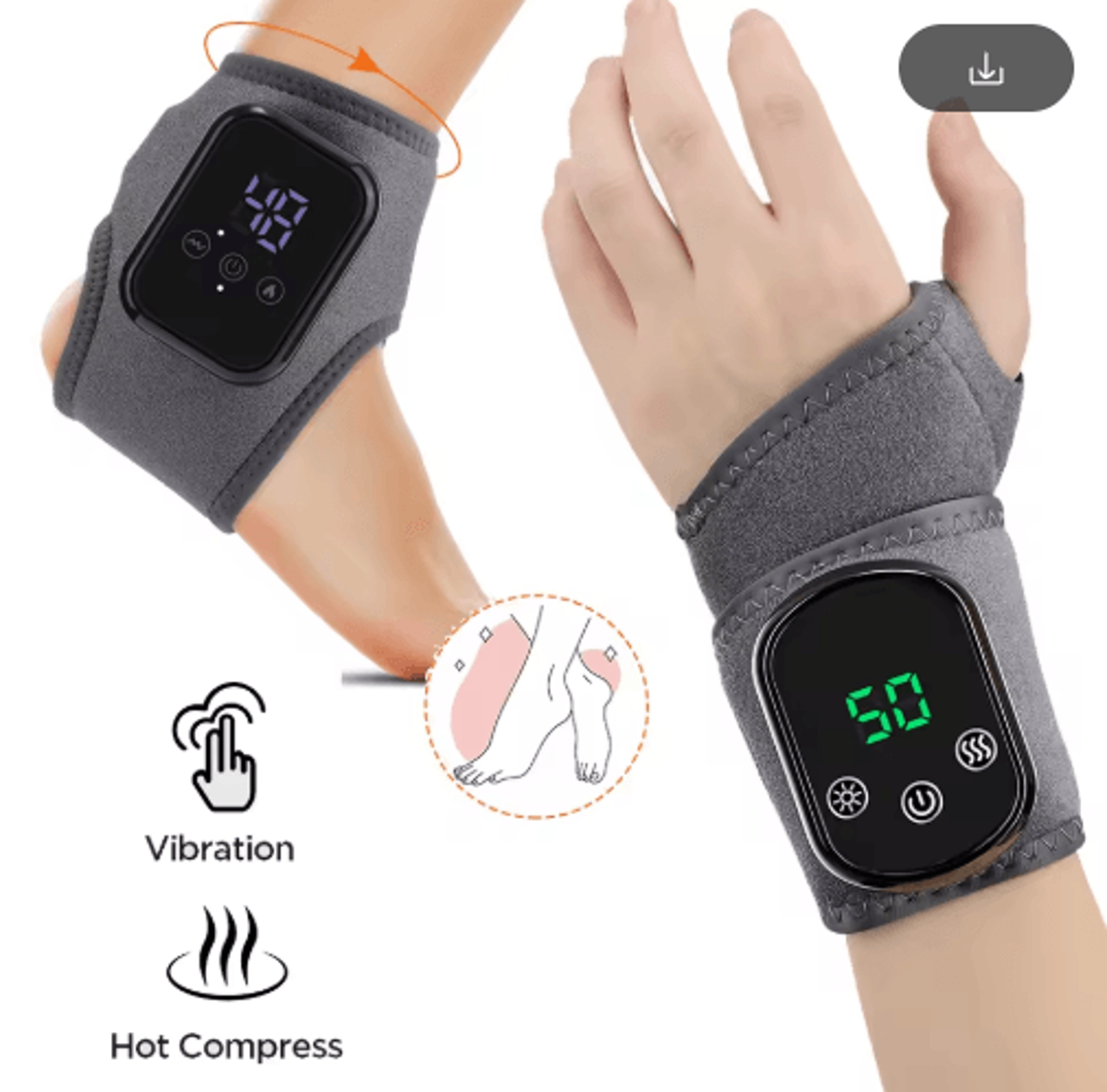 cordless electric ankle brace with heat & vibration – rechargeable ankle, wrist & foot support massager
