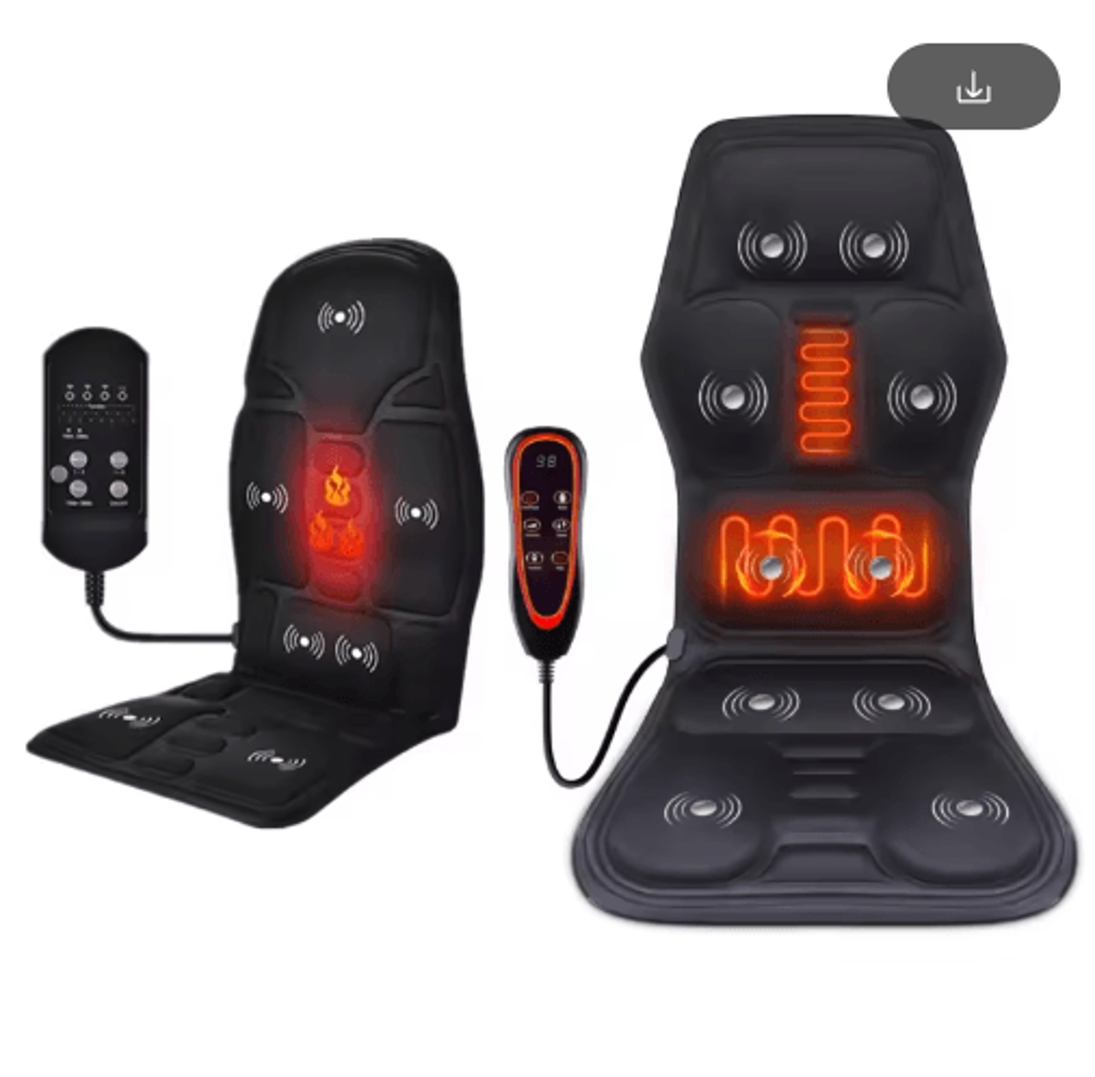 electric heated massage seat cushion – vibrating lumbar, back & shoulder massager for car, office & home