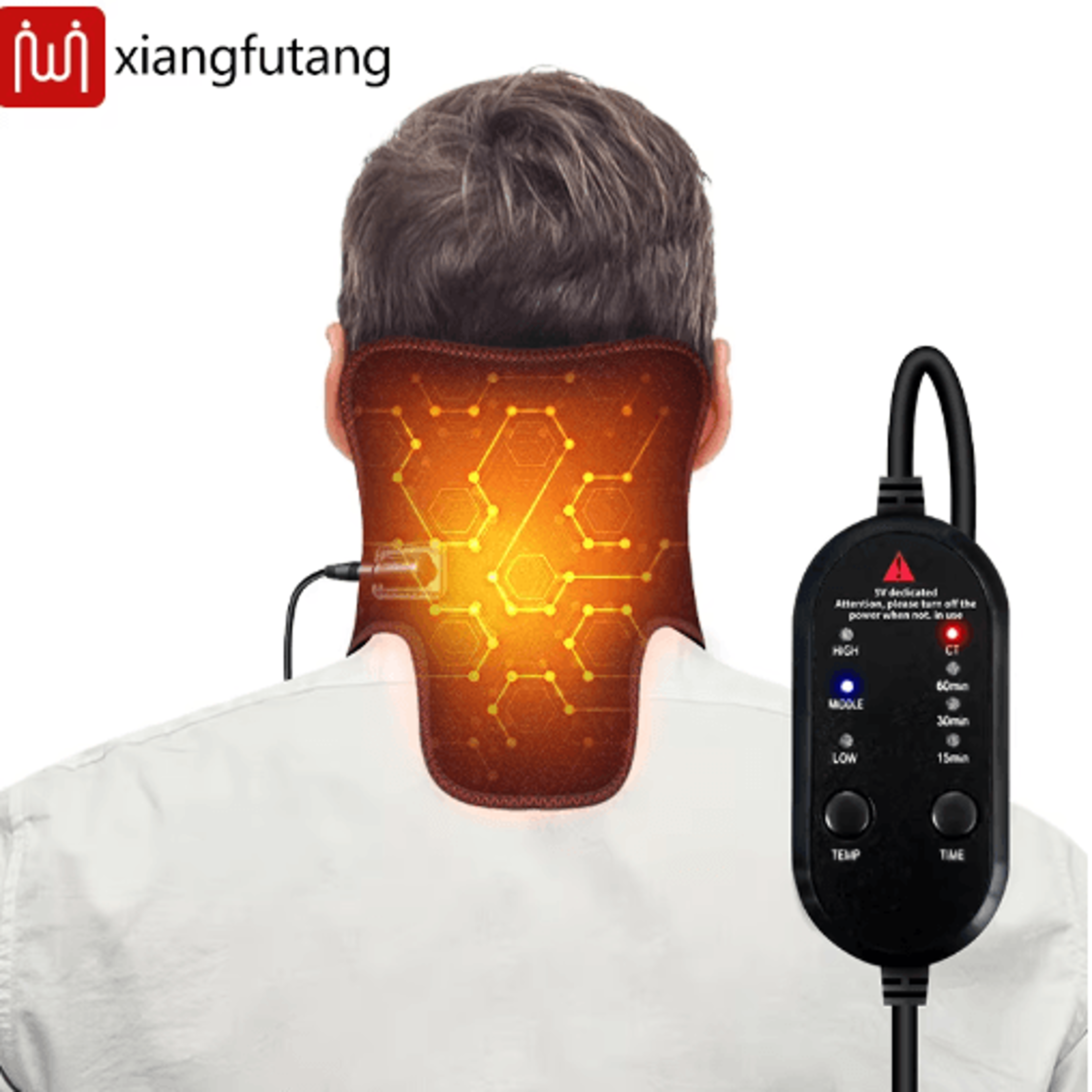 electric heated neck brace massager – adjustable neck support belt with 3 heat levels
