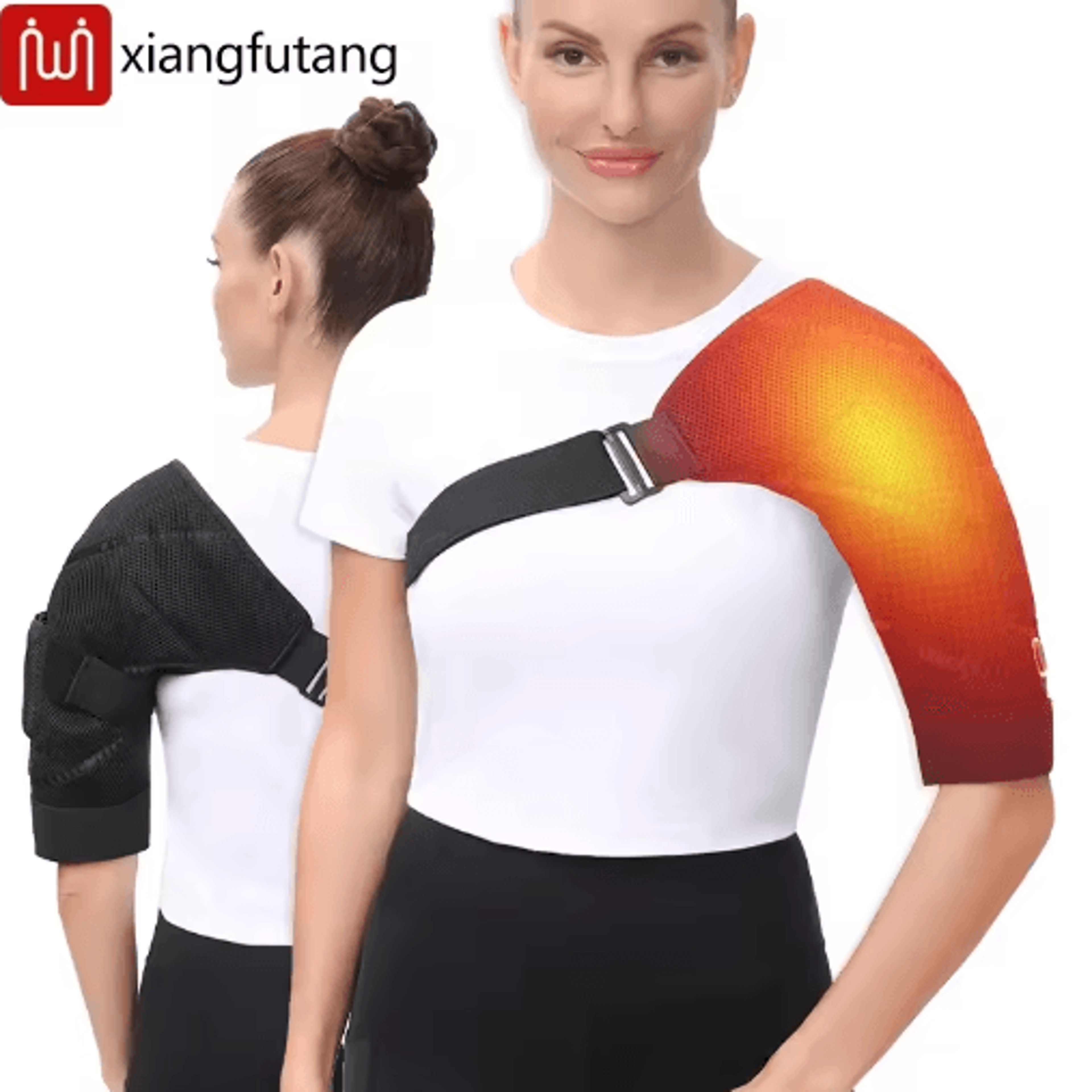electric heated shoulder brace massager – adjustable heating pad with 3 temperature levels for left & right shoulder