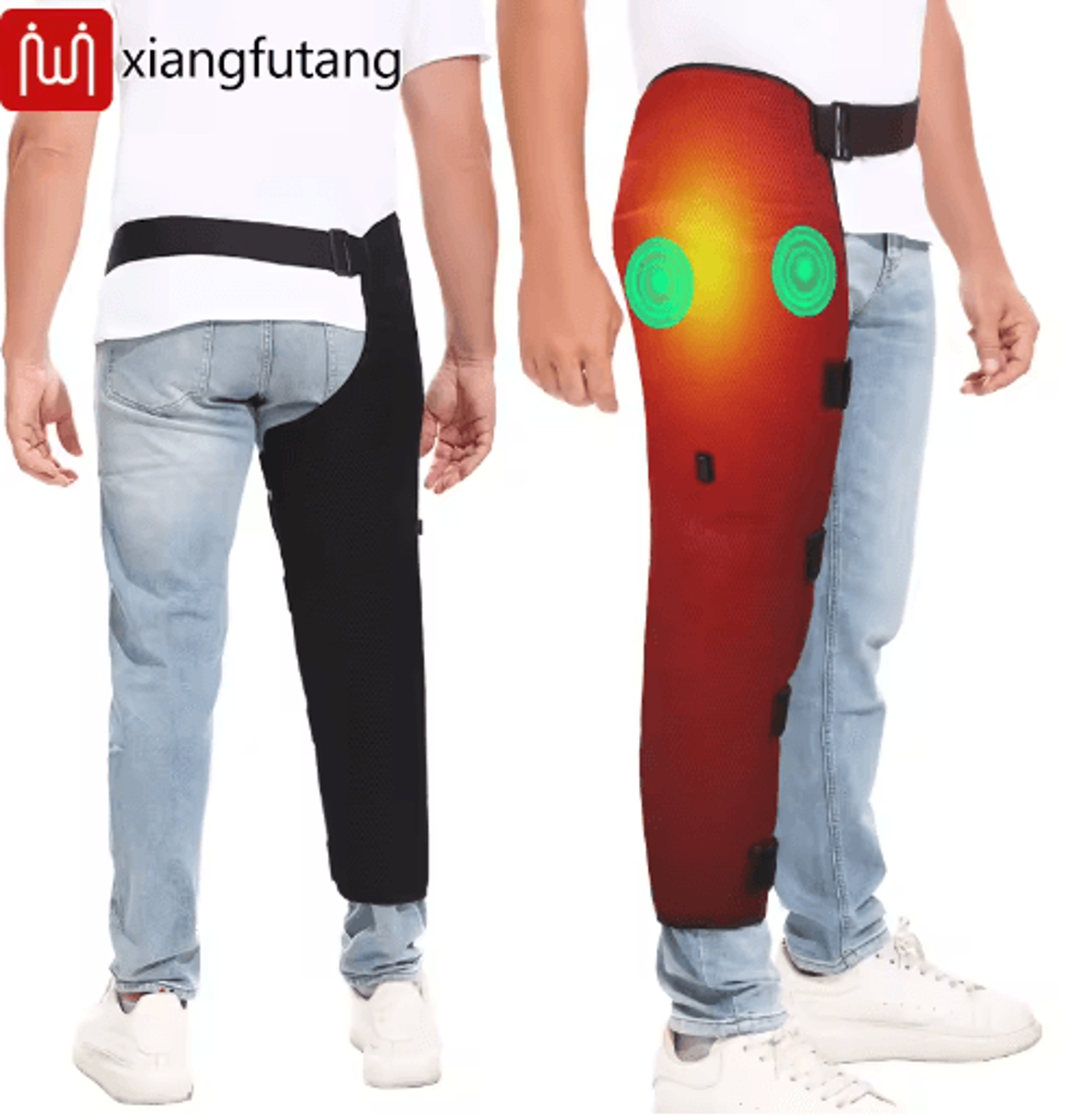 long electric heated leg wrap with vibration – hip, thigh, knee & calf heating pad