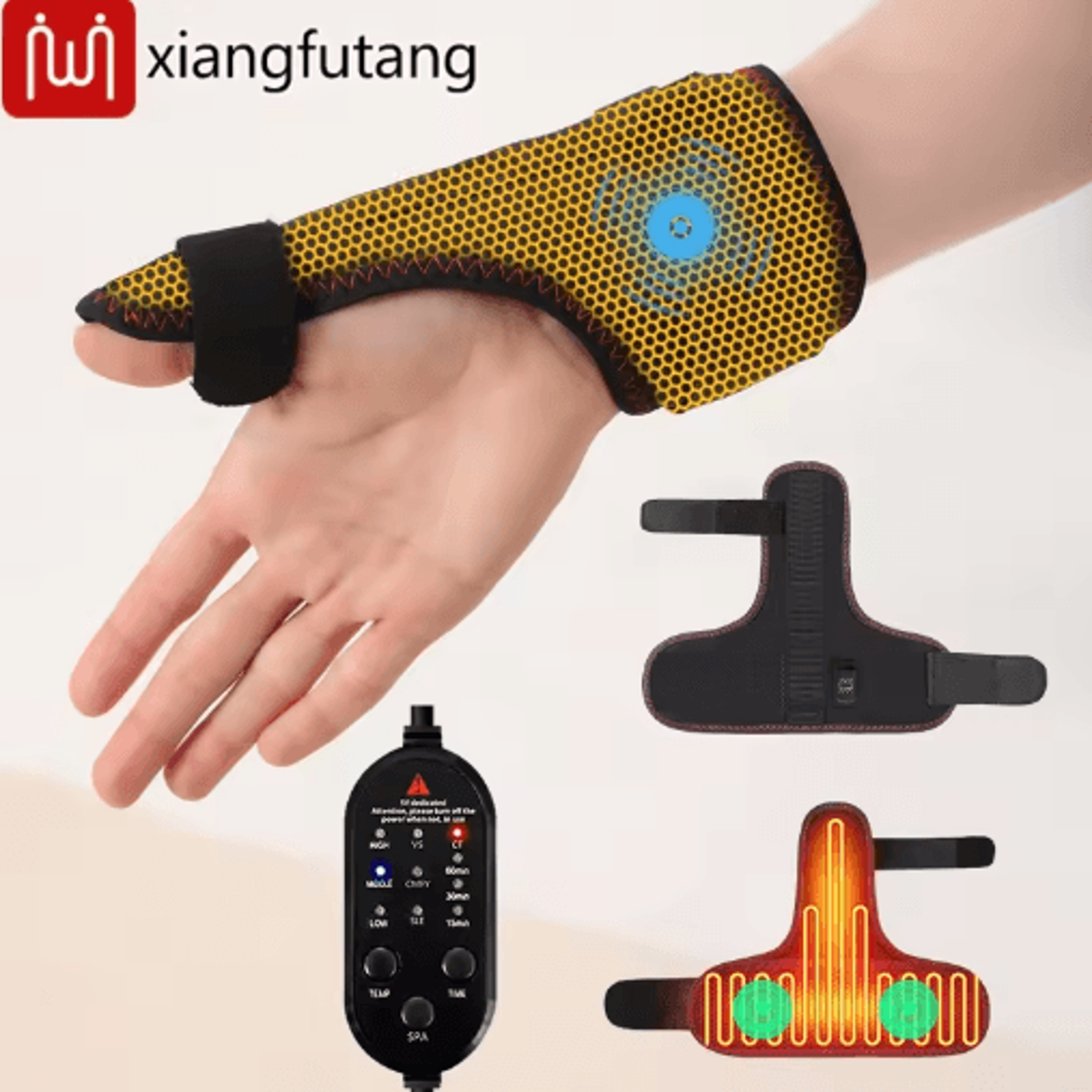 electric heated thumb & wrist support brace – finger heating pad with thumb stabilizer for everyday comfort