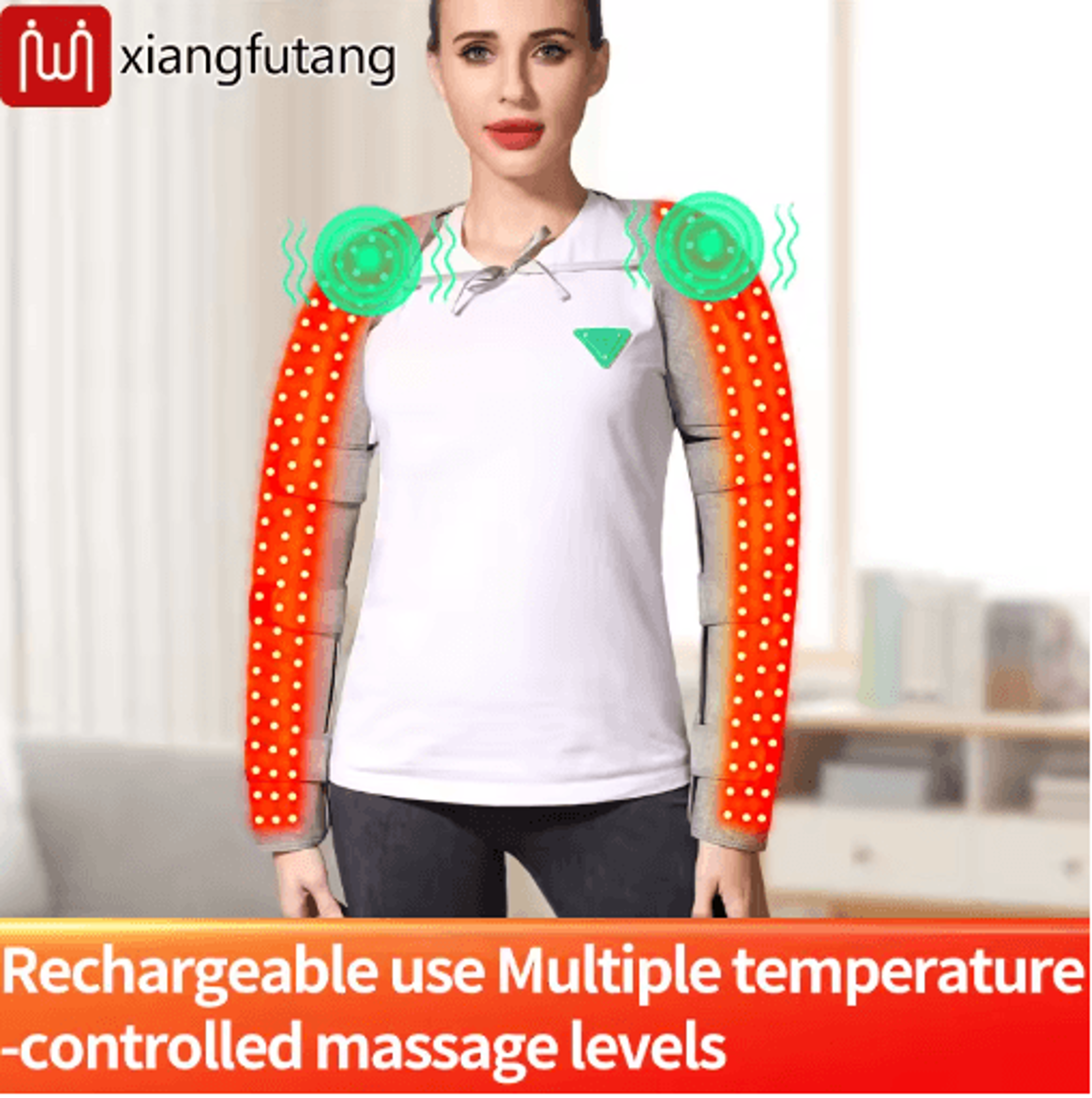 red light heated shoulder & arm wrap – vibration massager for shoulder support and muscle comfort