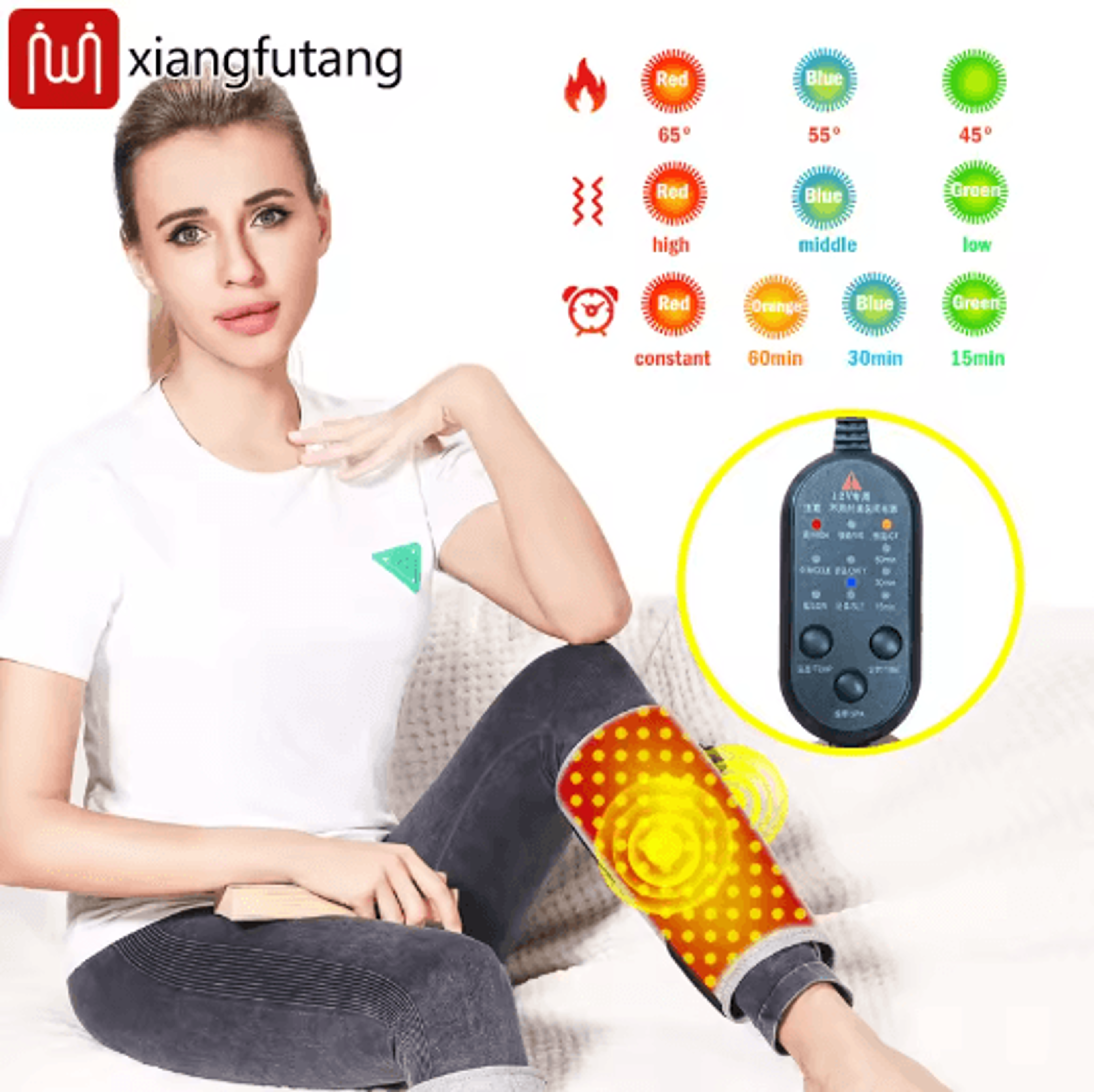 red light electric heated calf massager – leg support wrap with 3 vibration modes