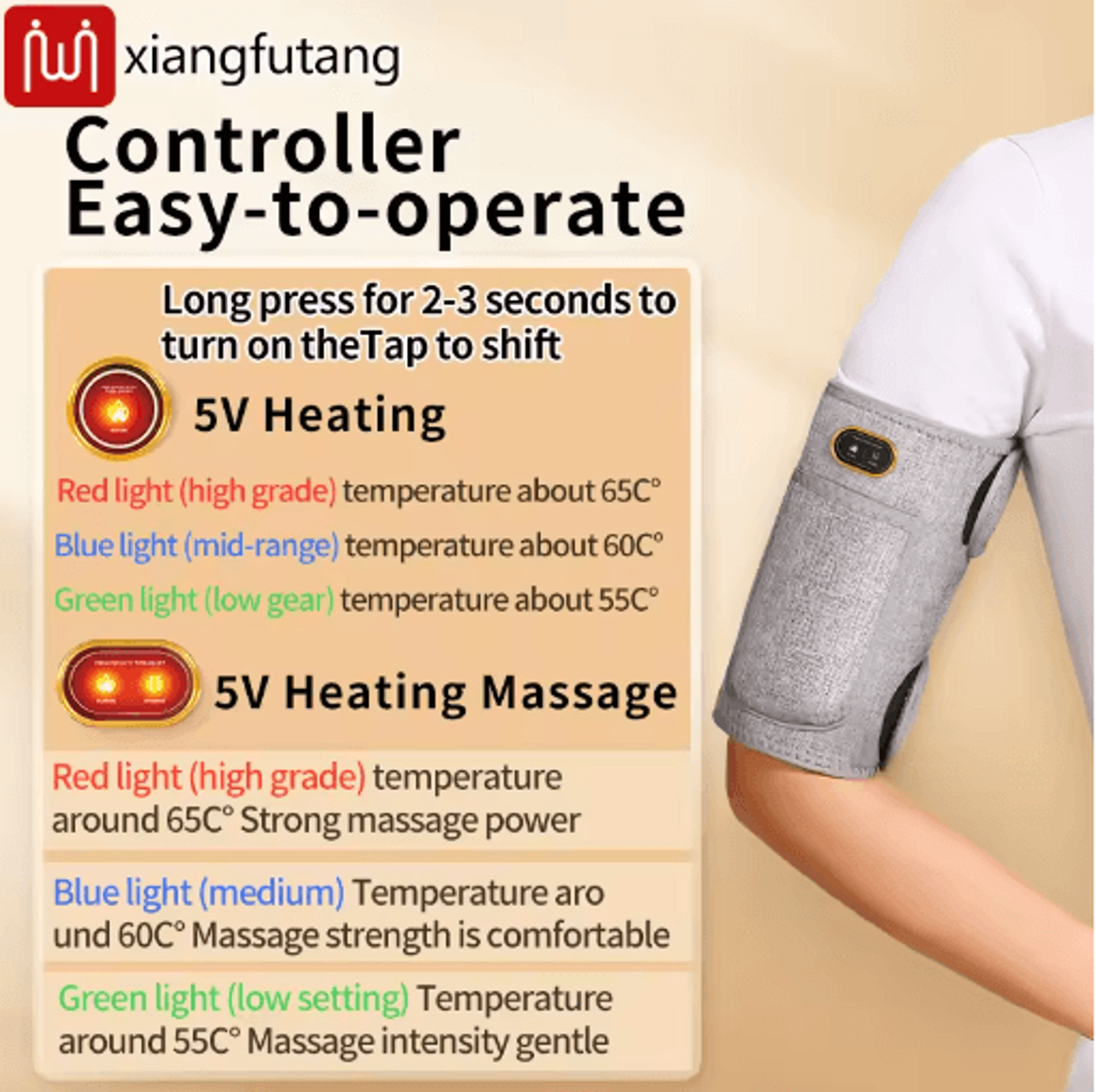red light heated arm wrap with vibration – electric arm heating pad for muscle & joint comfort