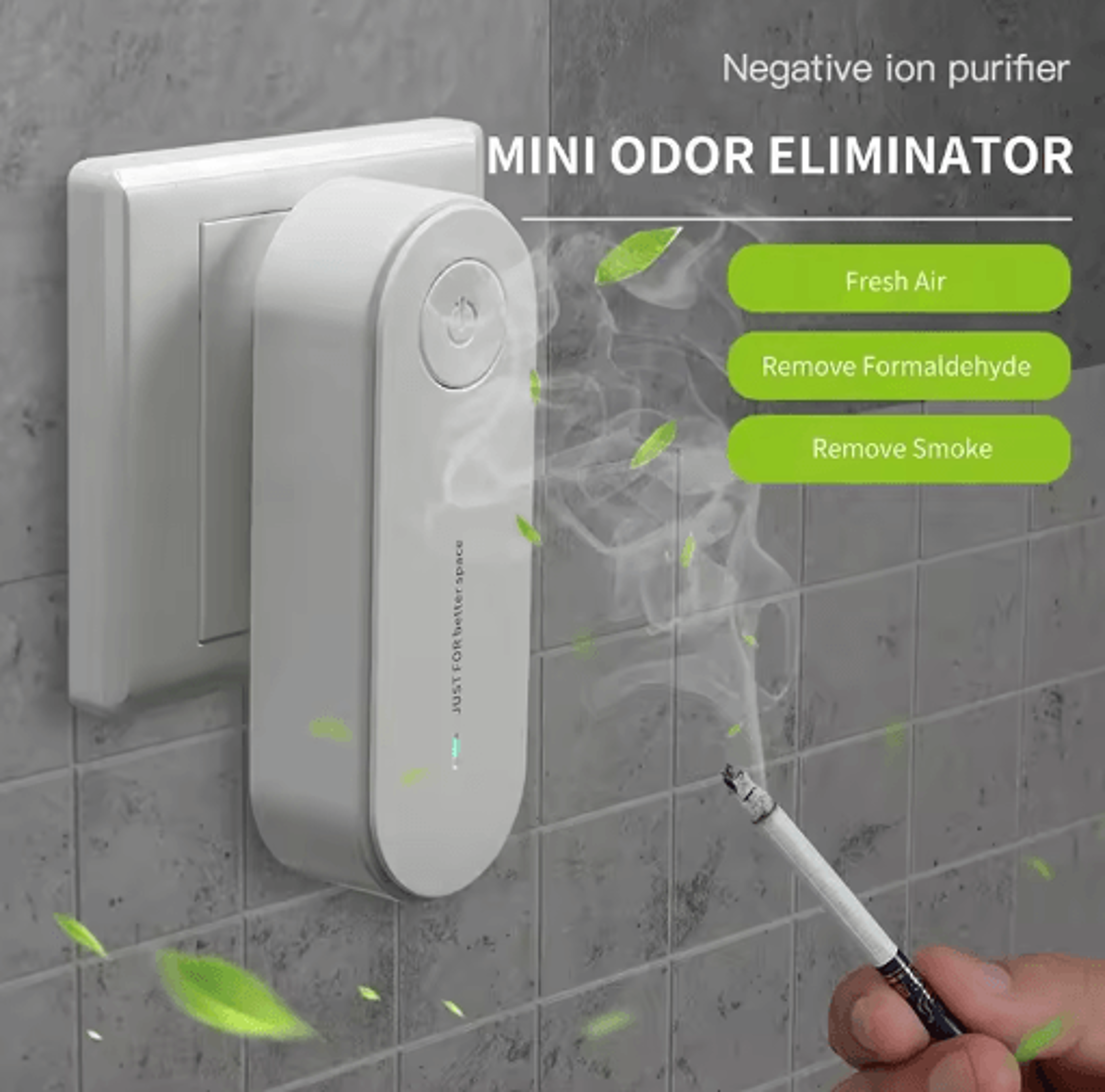 portable plug-in air purifier – negative ion air cleaner & odor eliminator for home & office