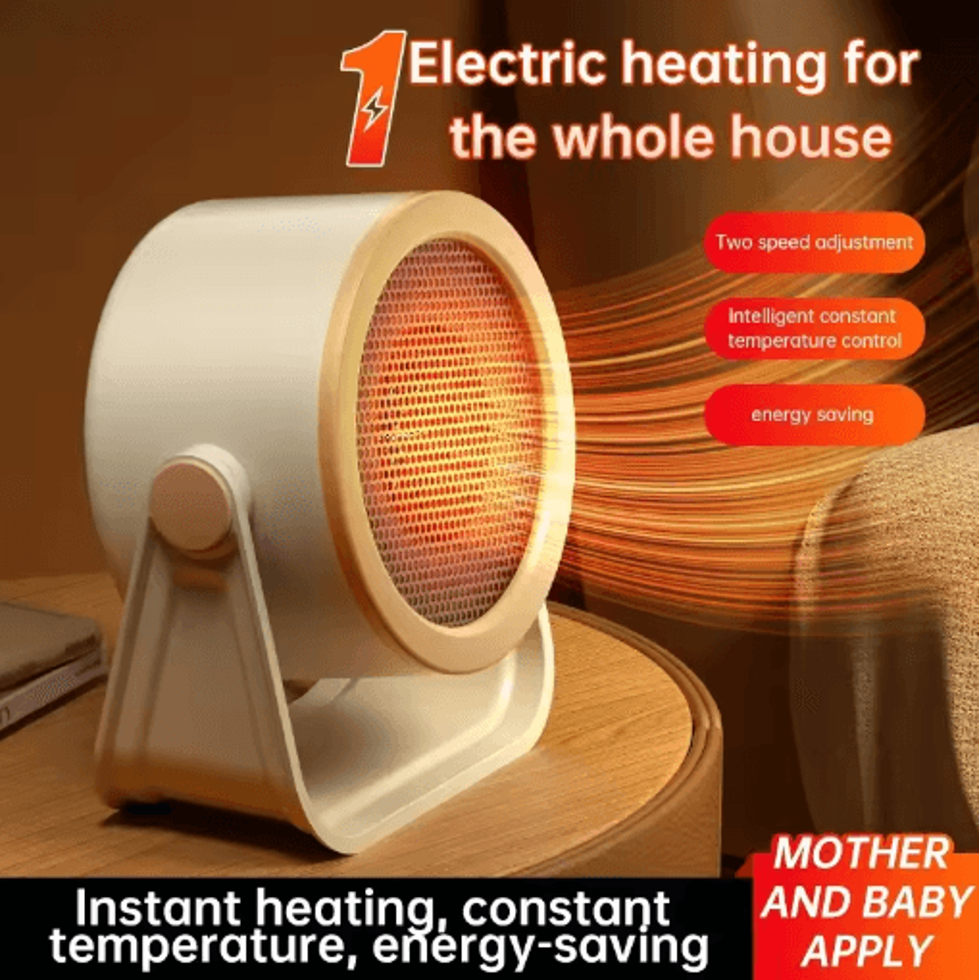 portable mini hot air heater – energy-efficient desktop fan heater for office & home