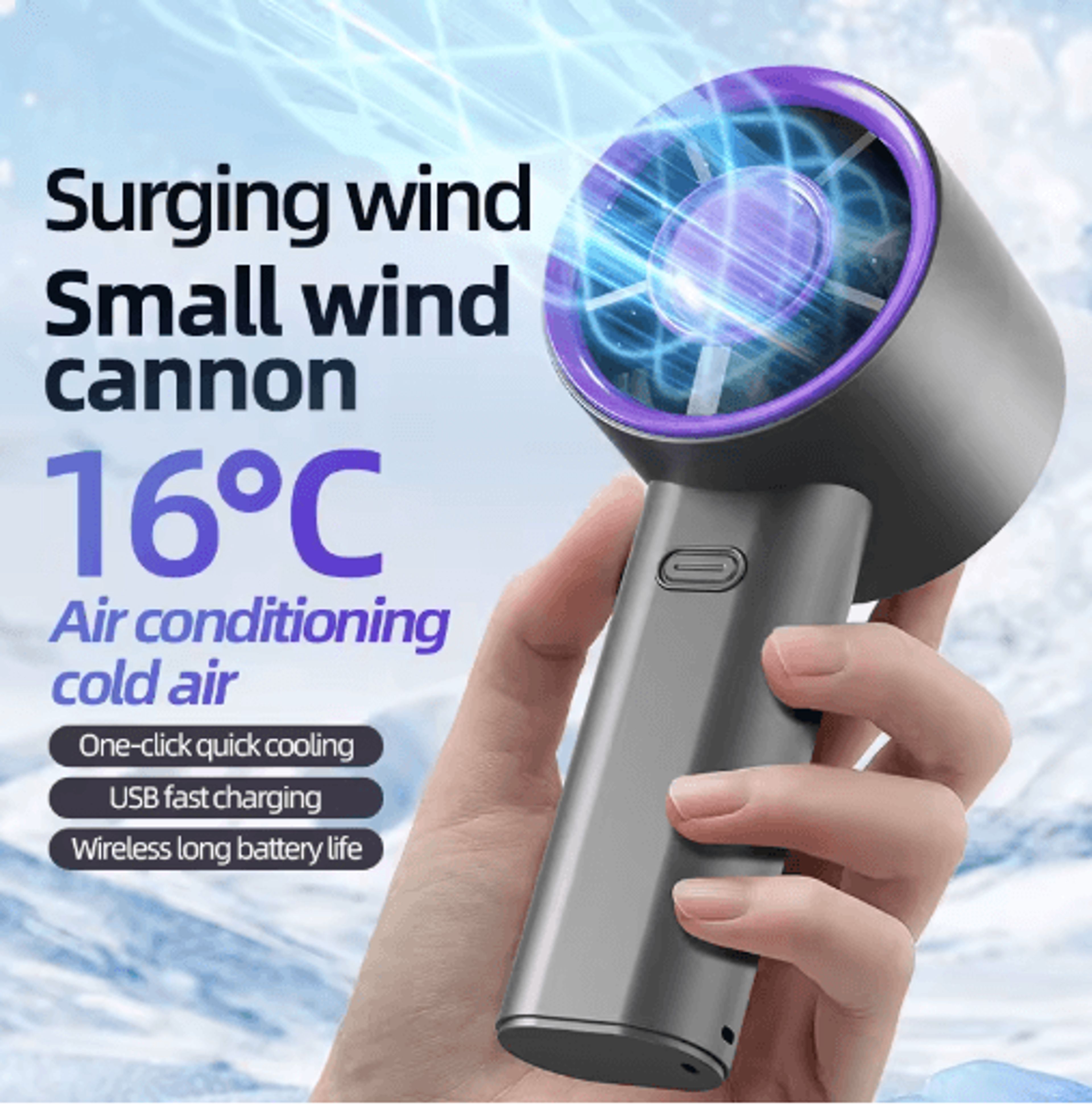 mini portable handheld fan – usb rechargeable cooling fan with digital display