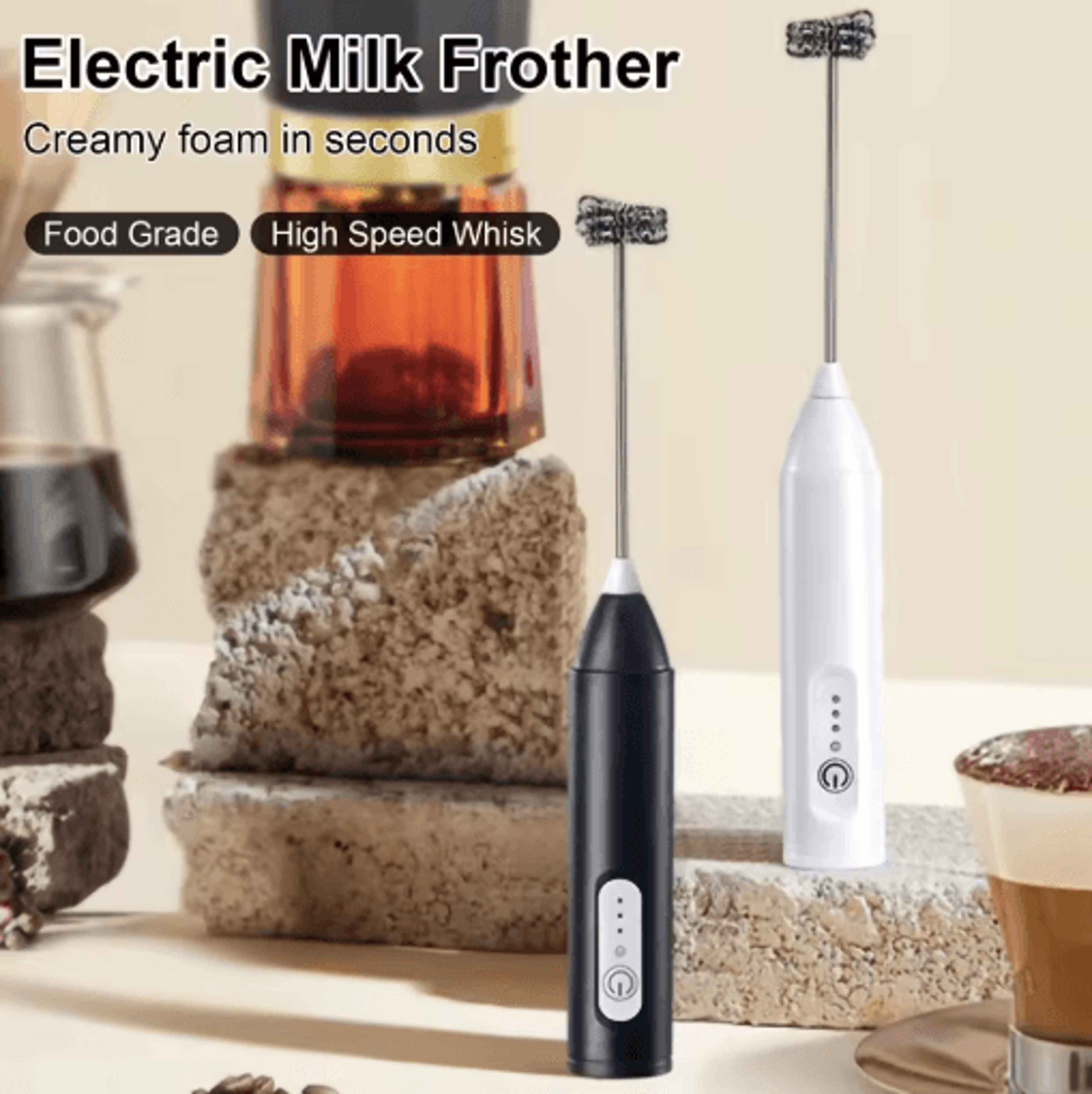 mini usb rechargeable milk frother – 3-speed handheld foam maker, coffee whisk & eg