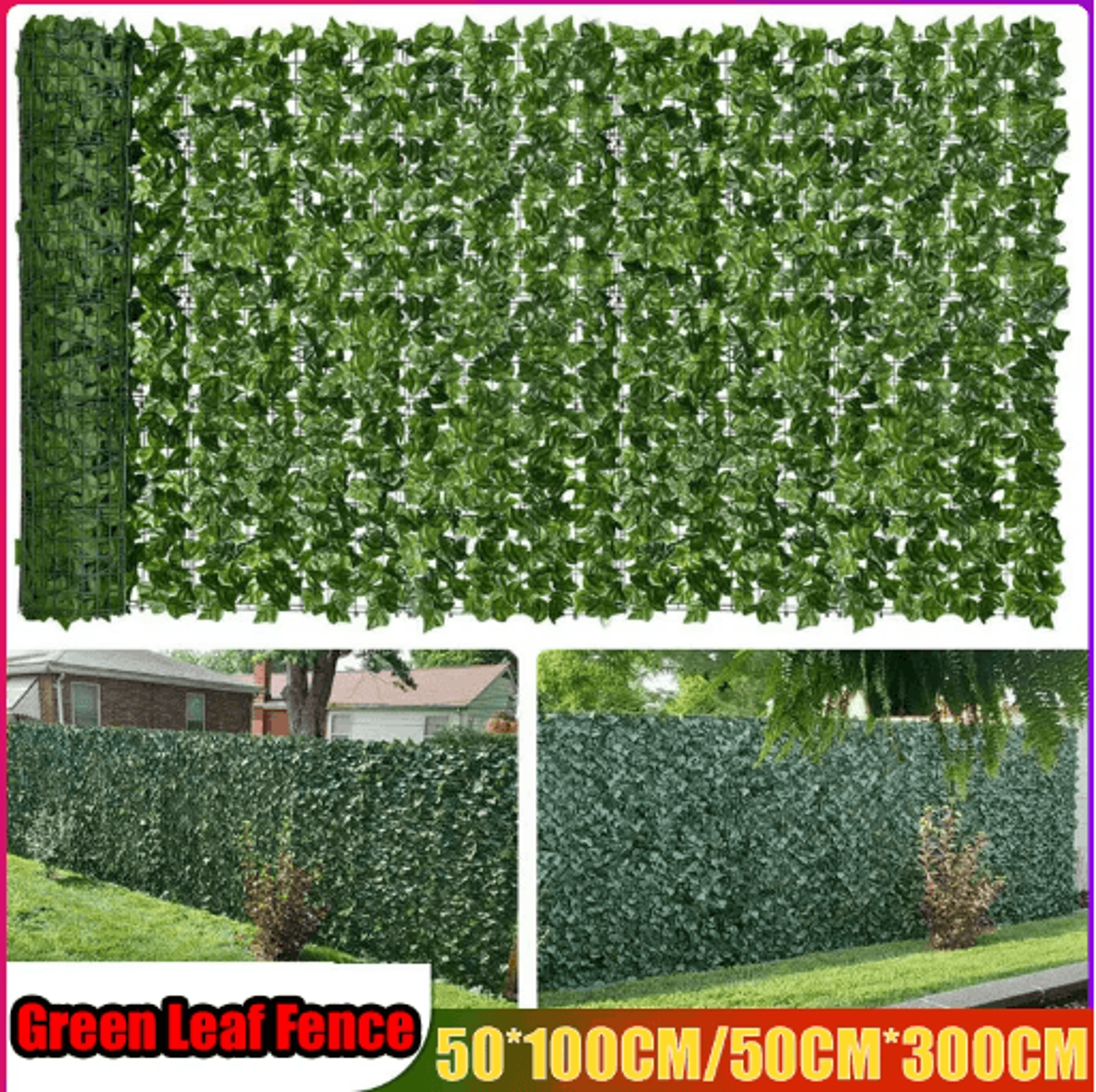artificial green leaf fence panels faux privacy screen for garden balcony & outdoor decoration 1m/3m