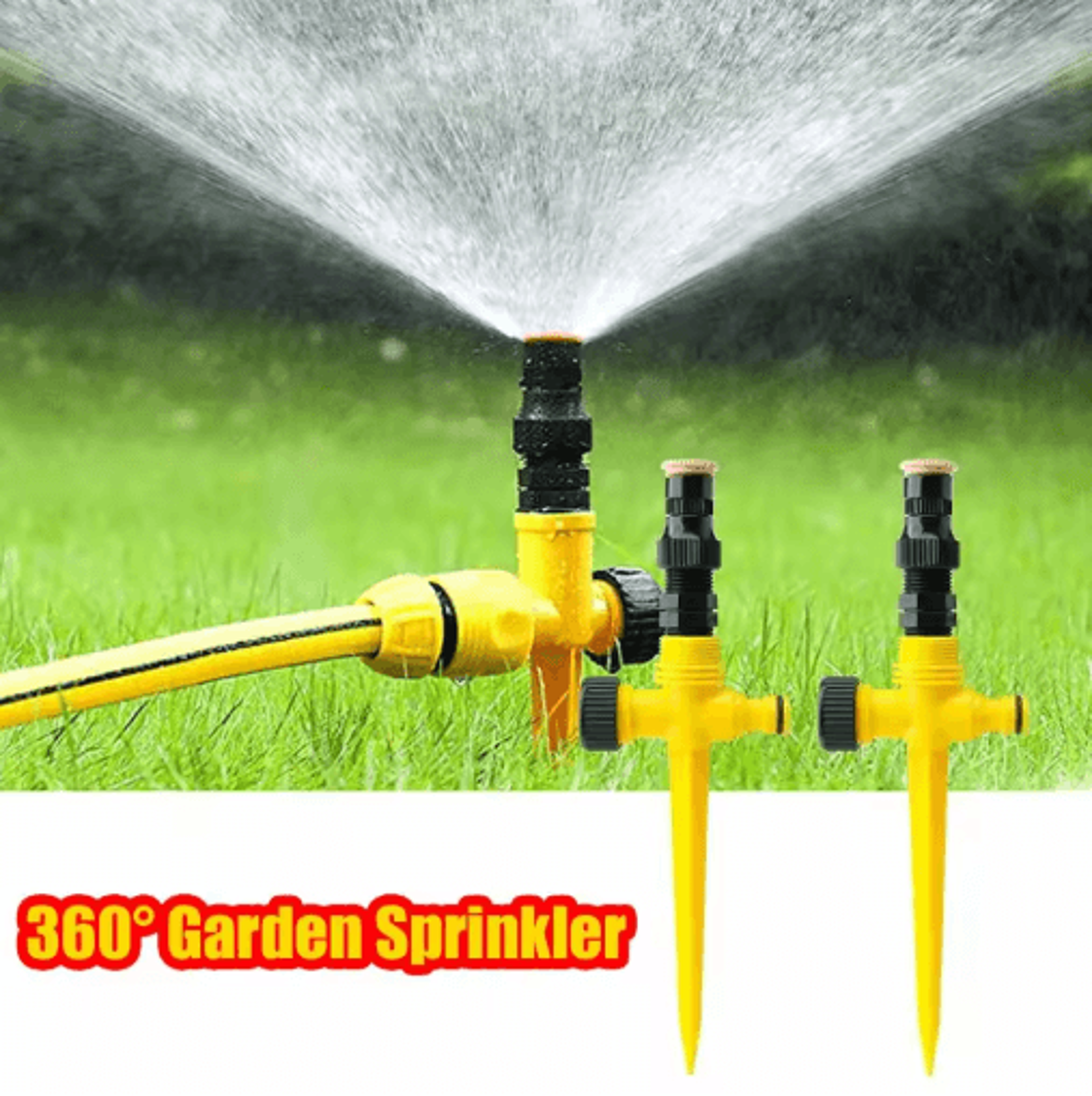 360° automatic rotating garden sprinkler – large area lawn irrigation water sprinkler nozzle