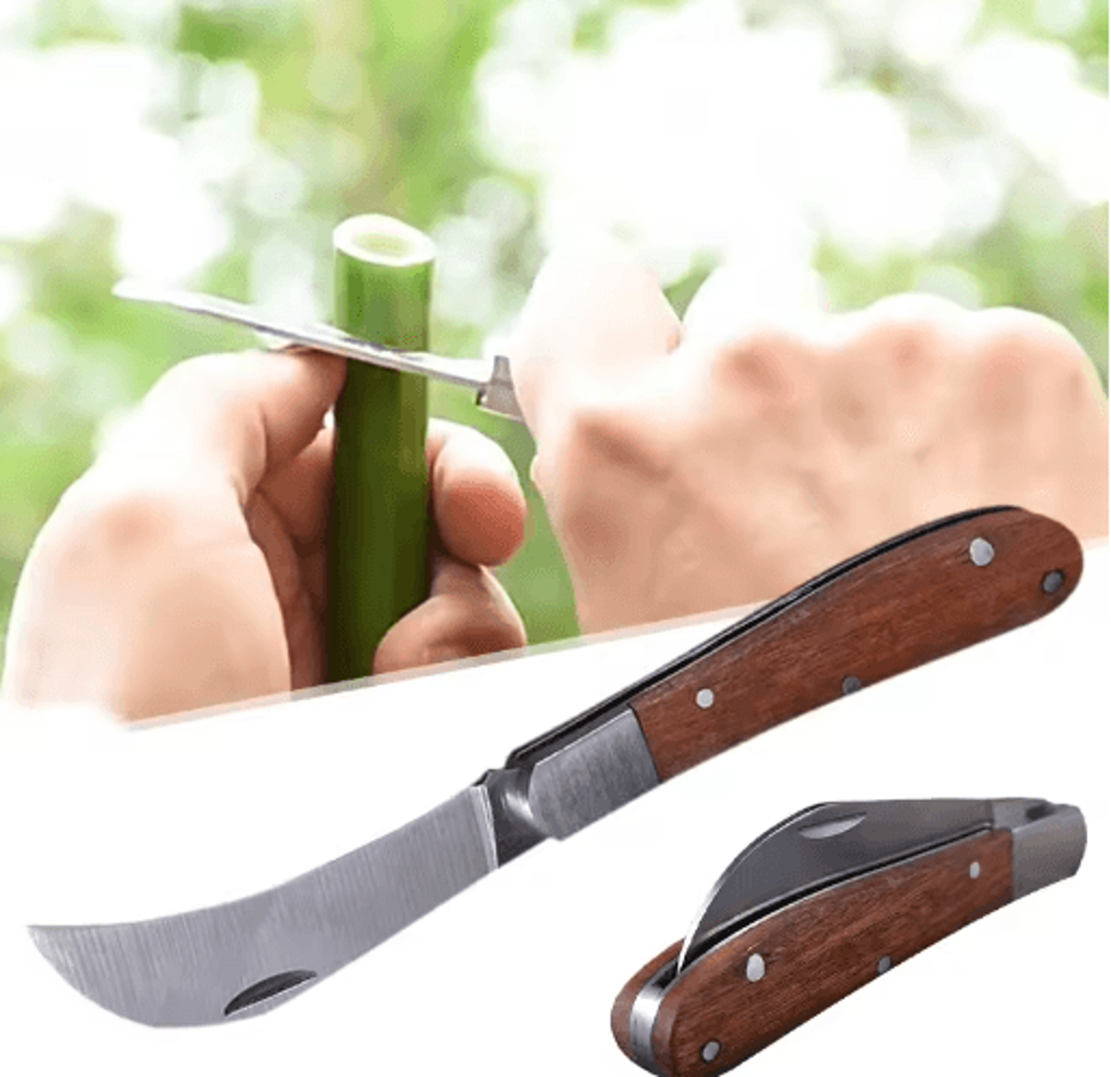 folding stainless steel grafting scissors & knife – multi-function gardening pruning tool