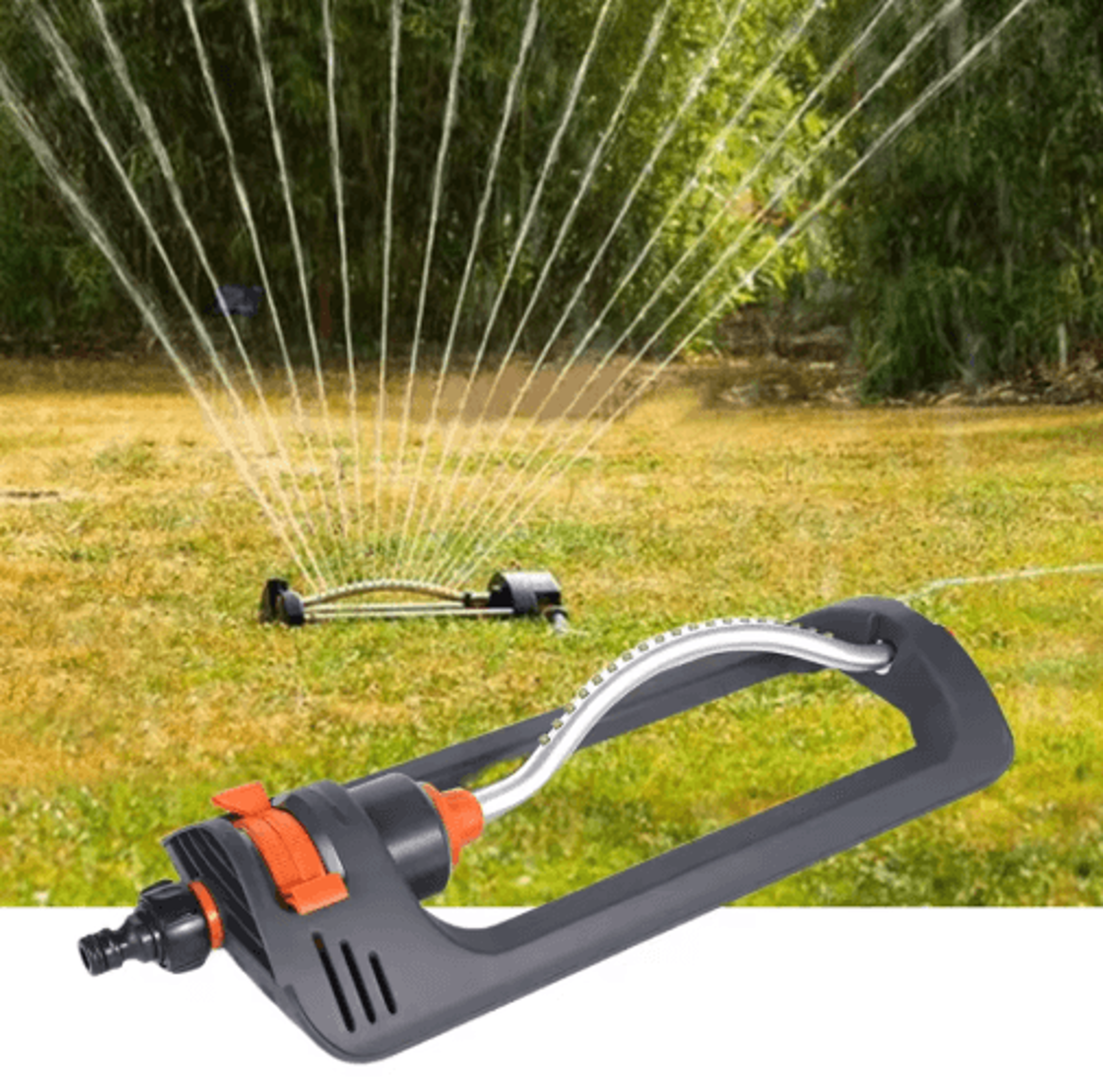 automatic oscillating lawn sprinkler – 19-nozzle garden irrigation sprinkler with 4 spray modes
