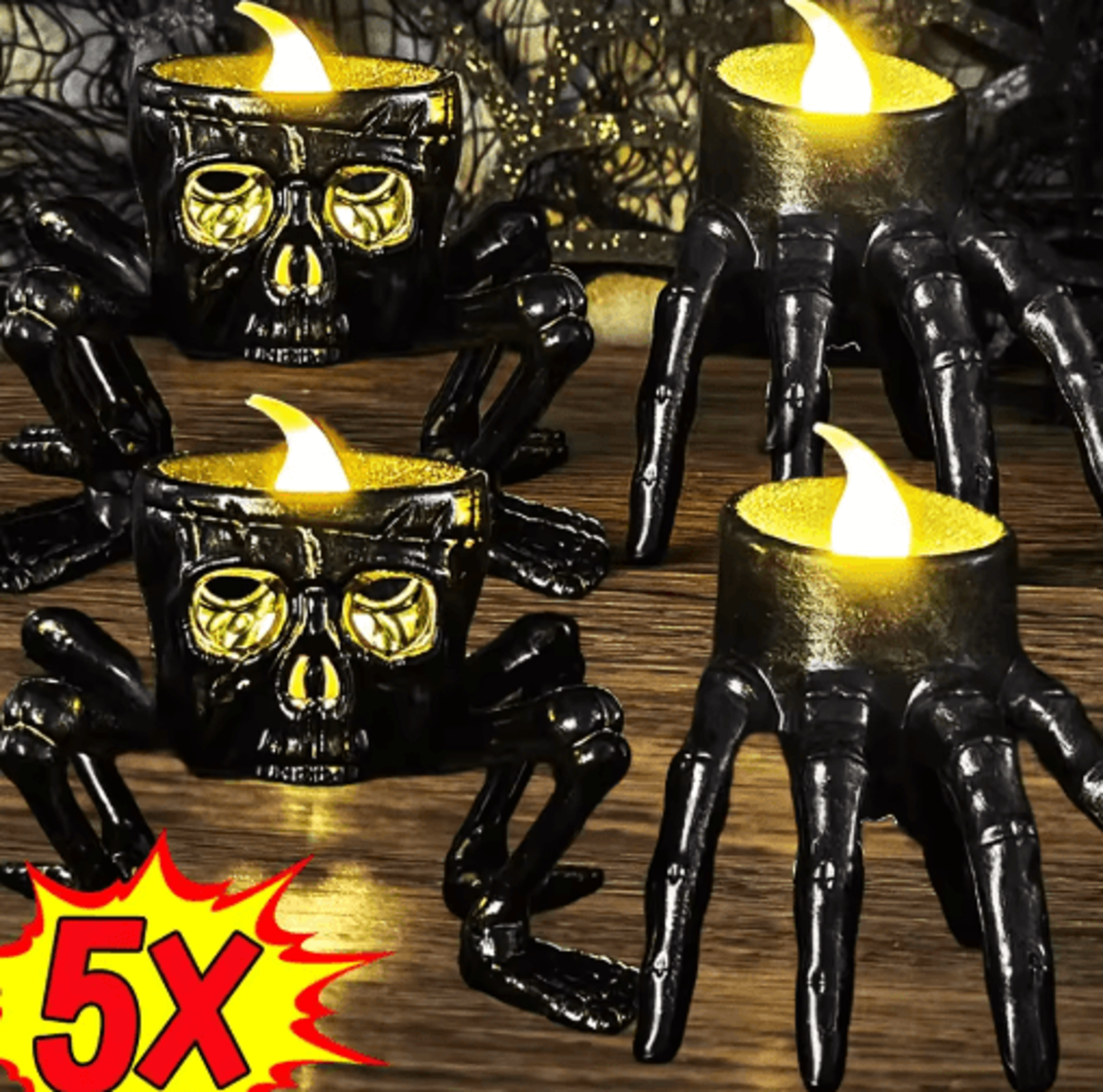 halloween skull led candle light – four-legged skull horror lamp for haunted house & party decorations