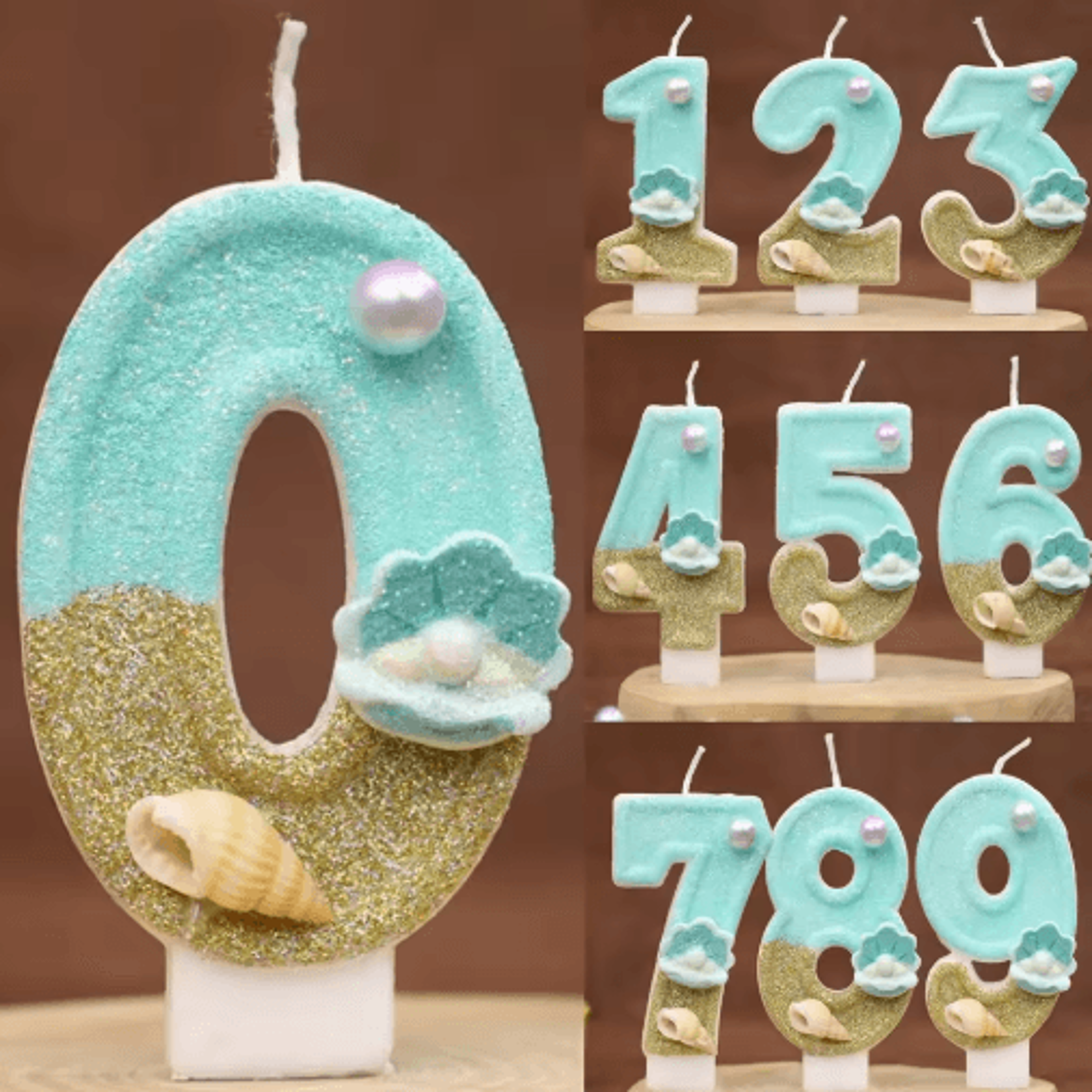 reusable beach theme number candles – ocean birthday cake decorations for yearly celebrations