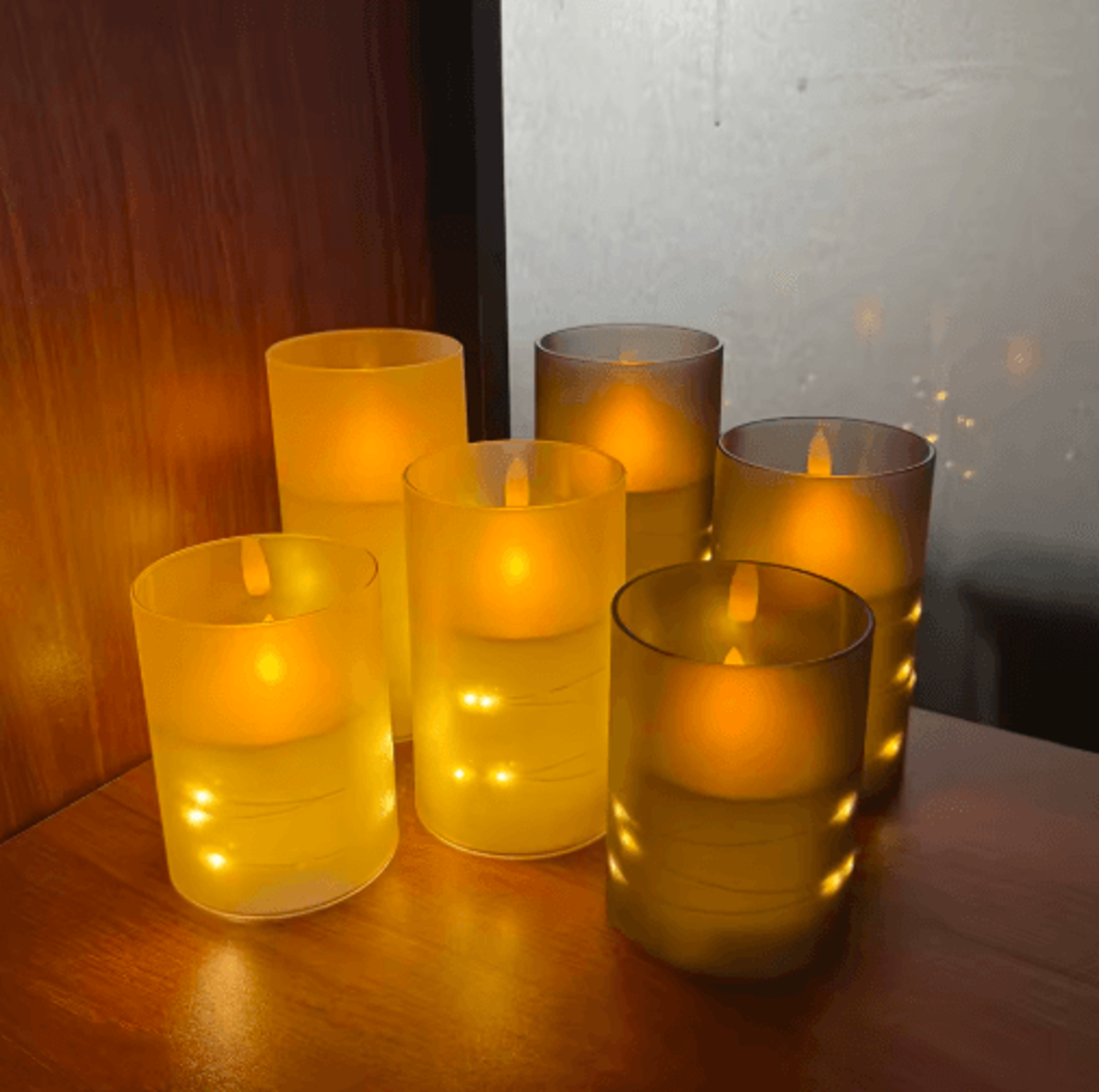 3pcs flickering flameless led candles with remote – acrylic battery-operated candles with star string lights