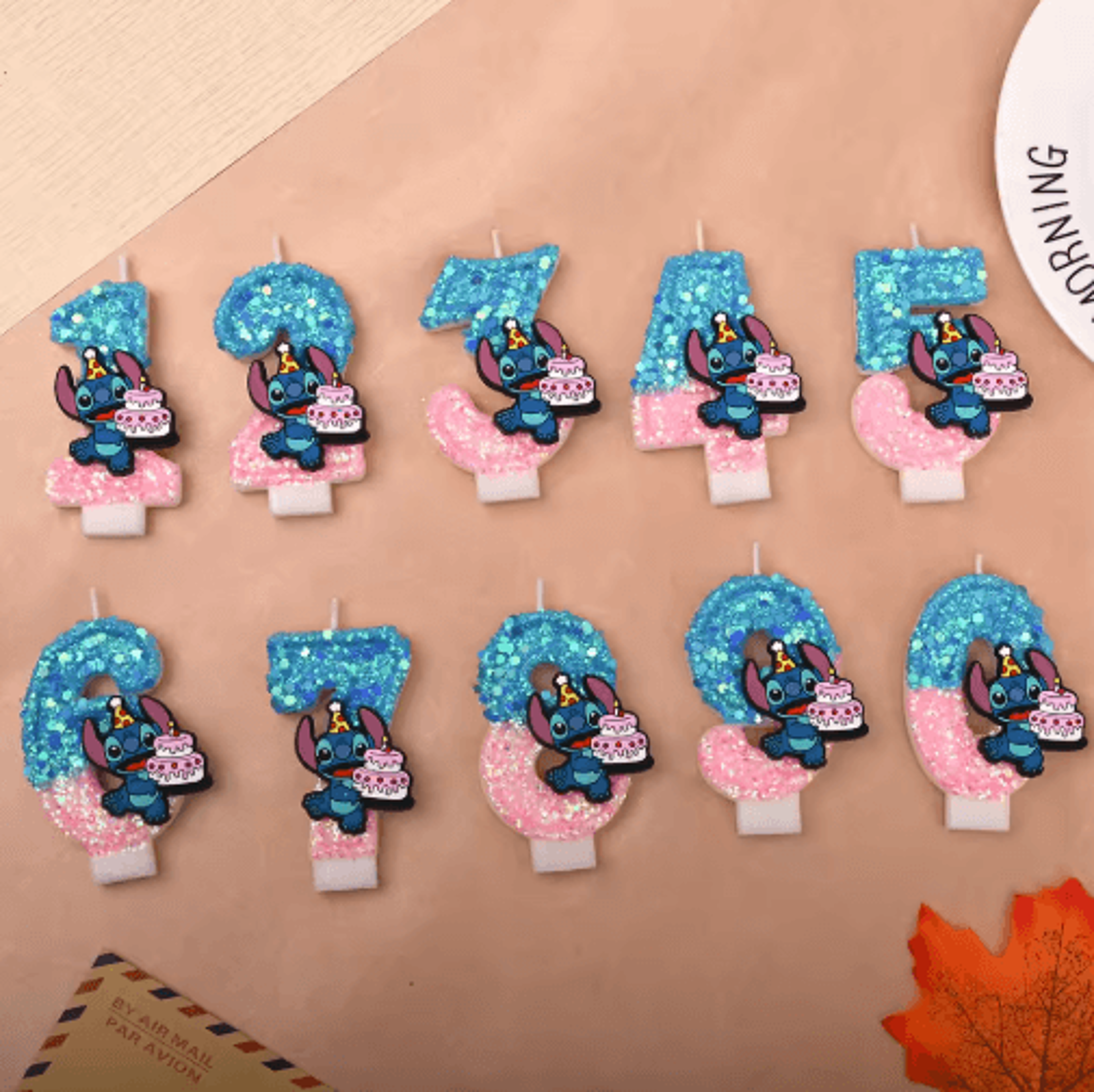 prince stitch number birthday candle – glitter cake topper for birthday & holiday celebrations