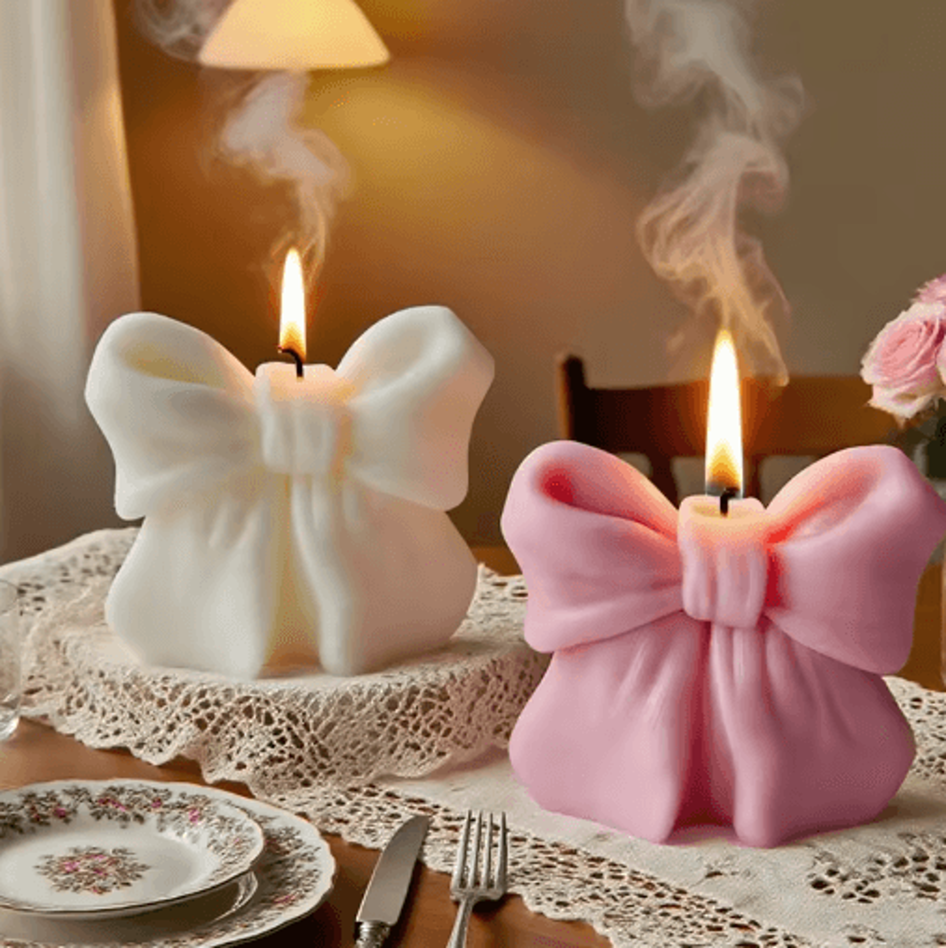 3d bow knot soy wax aromatherapy candle – handmade scented decorative candle for home & gifts