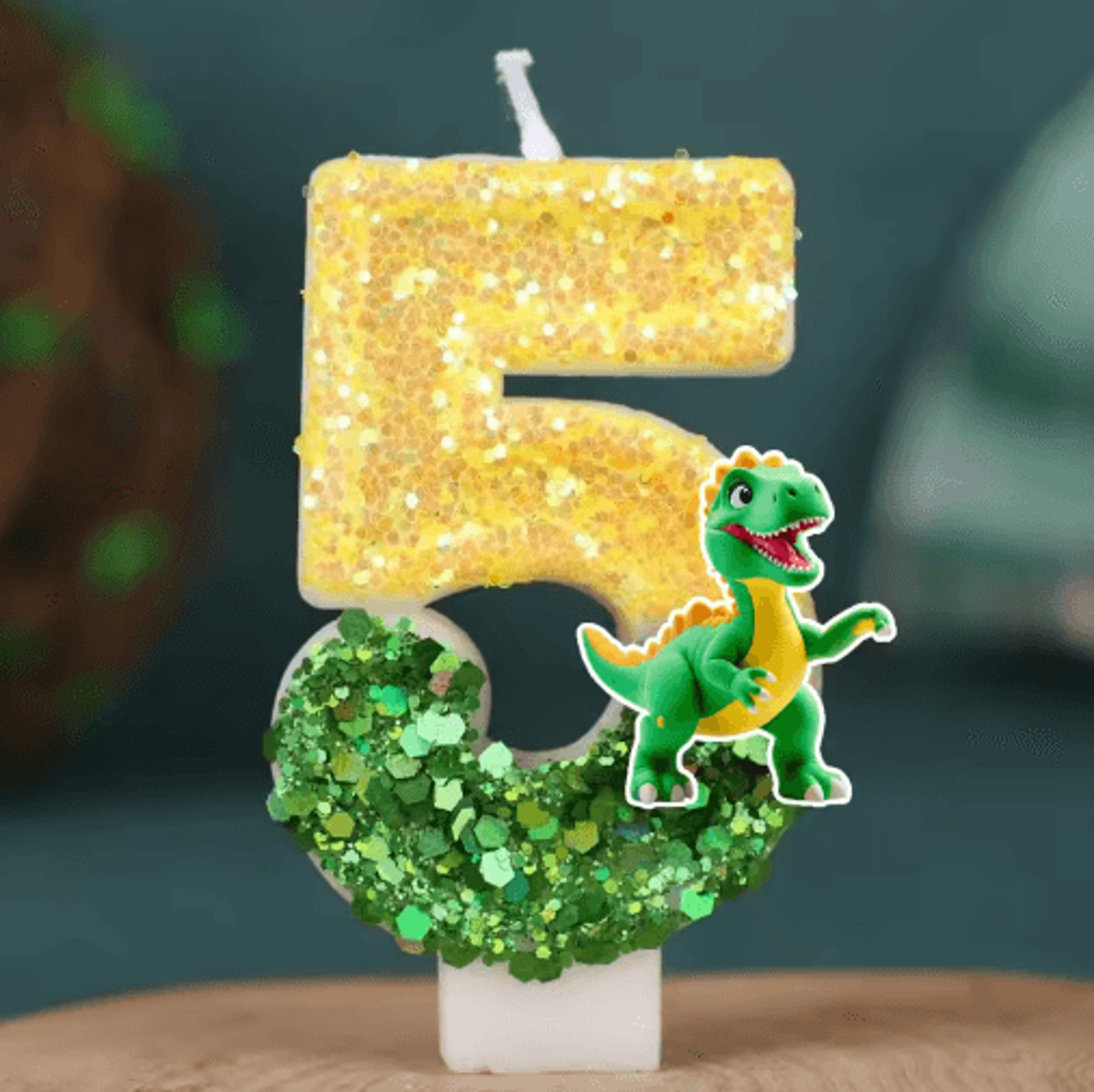 t-rex dinosaur number birthday candle (0–9) – cartoon cake topper for kids birthday parties