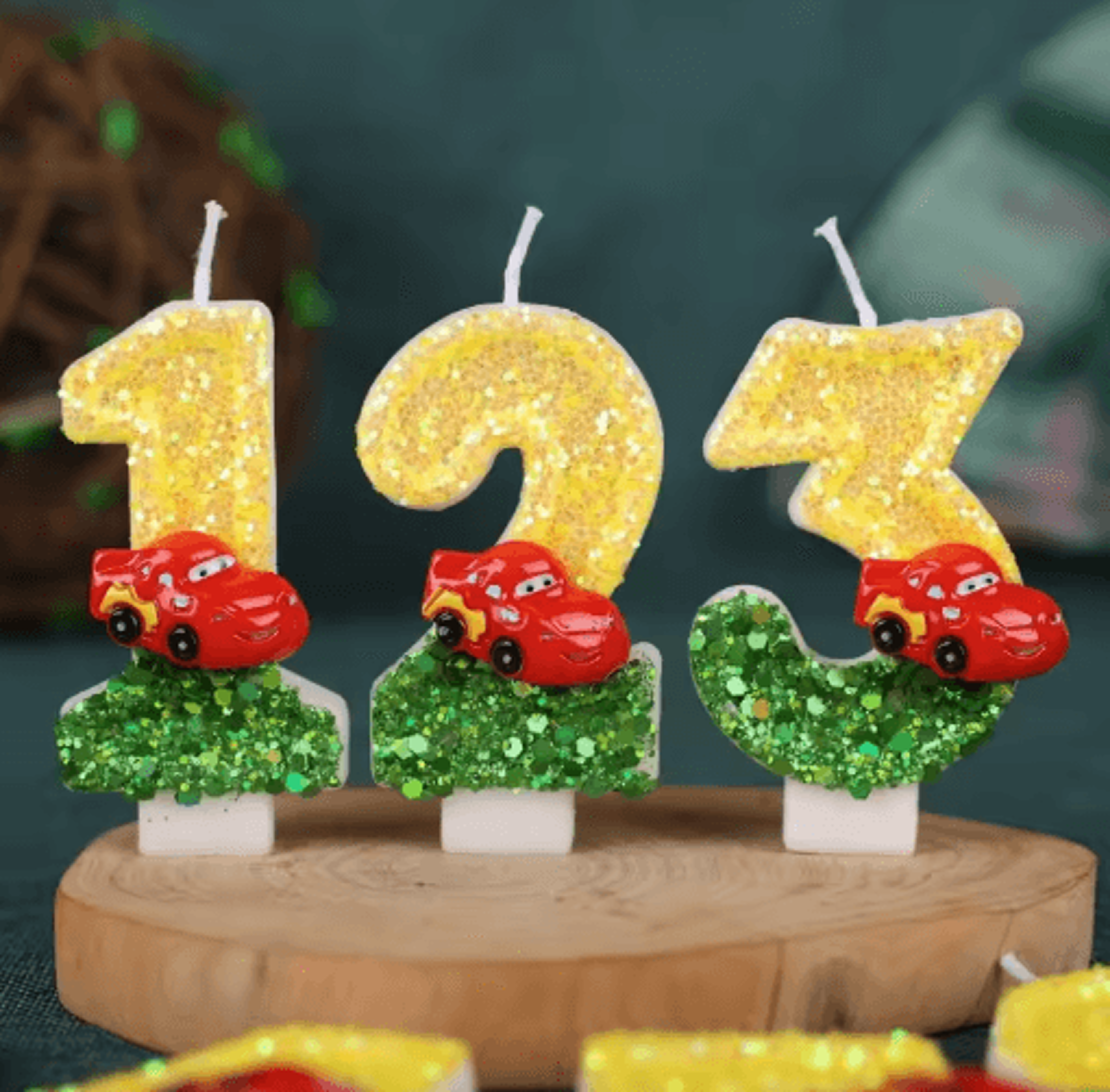 car number birthday candle (0–9) – handmade digital cake topper for kids birthday party decorations