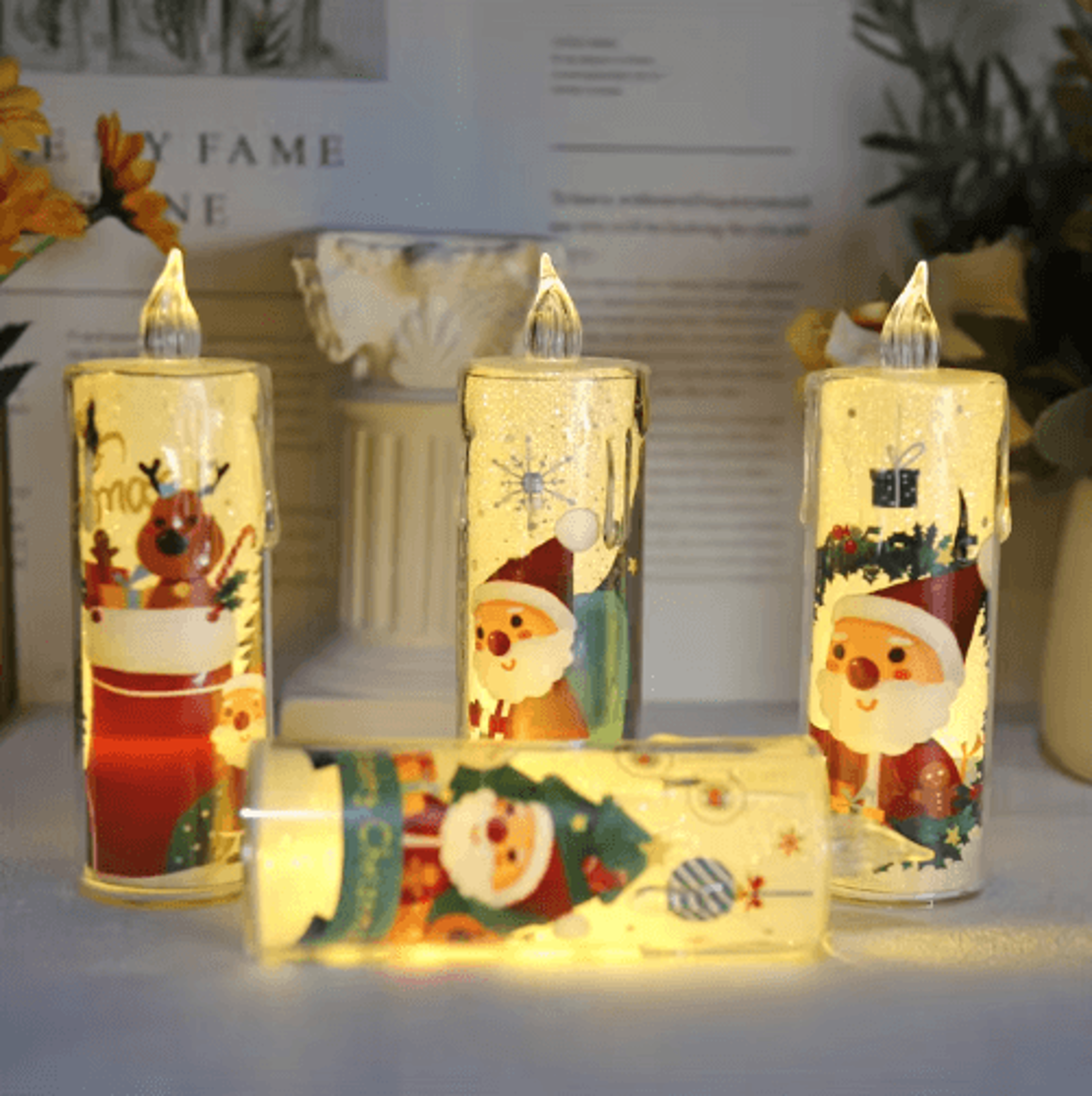 4pcs led crystal transparent candles – flameless electronic candle lights for christmas & home decor
