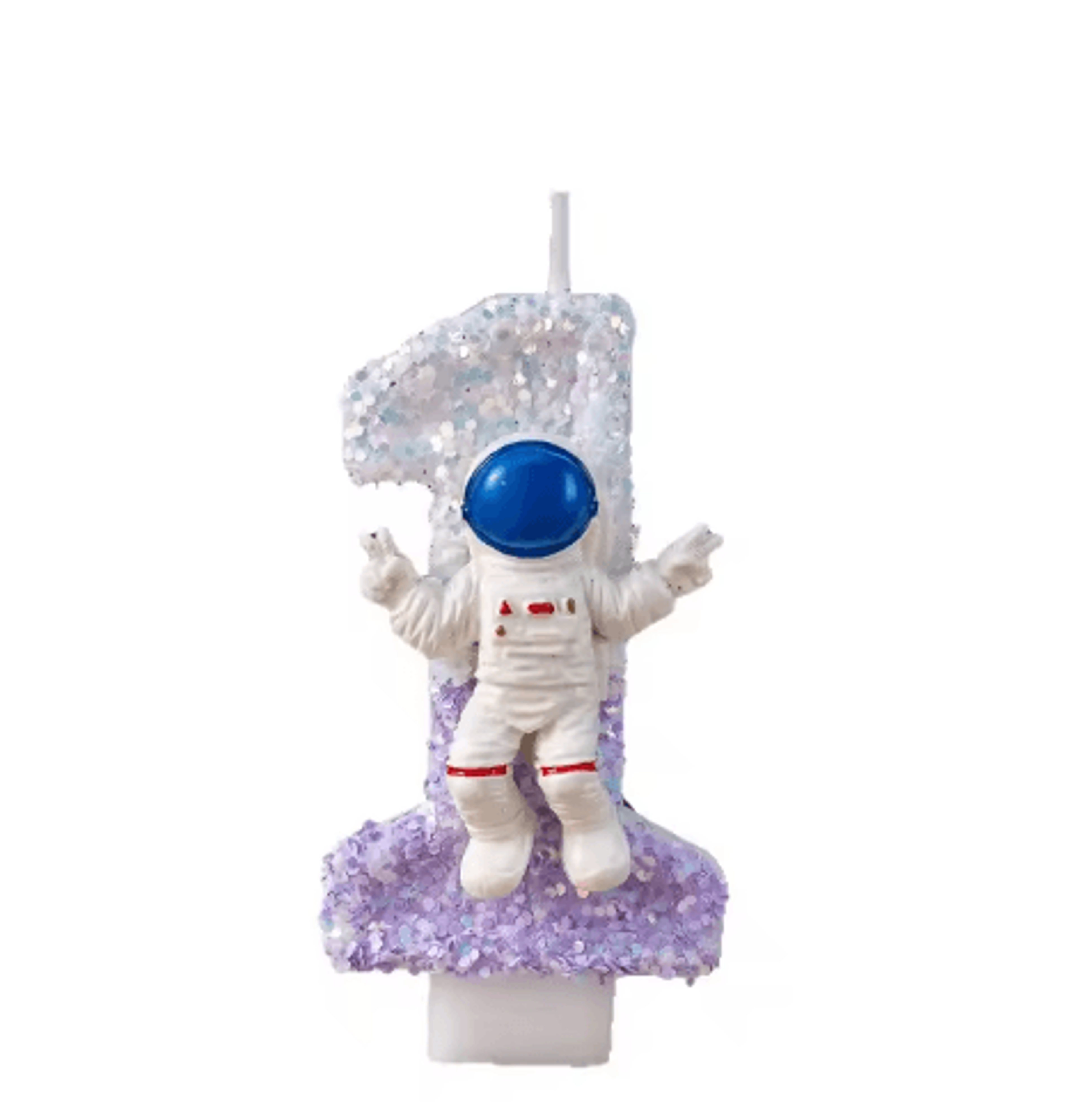 astronaut number birthday candle – space-themed digital cake topper for kids' birthday parties