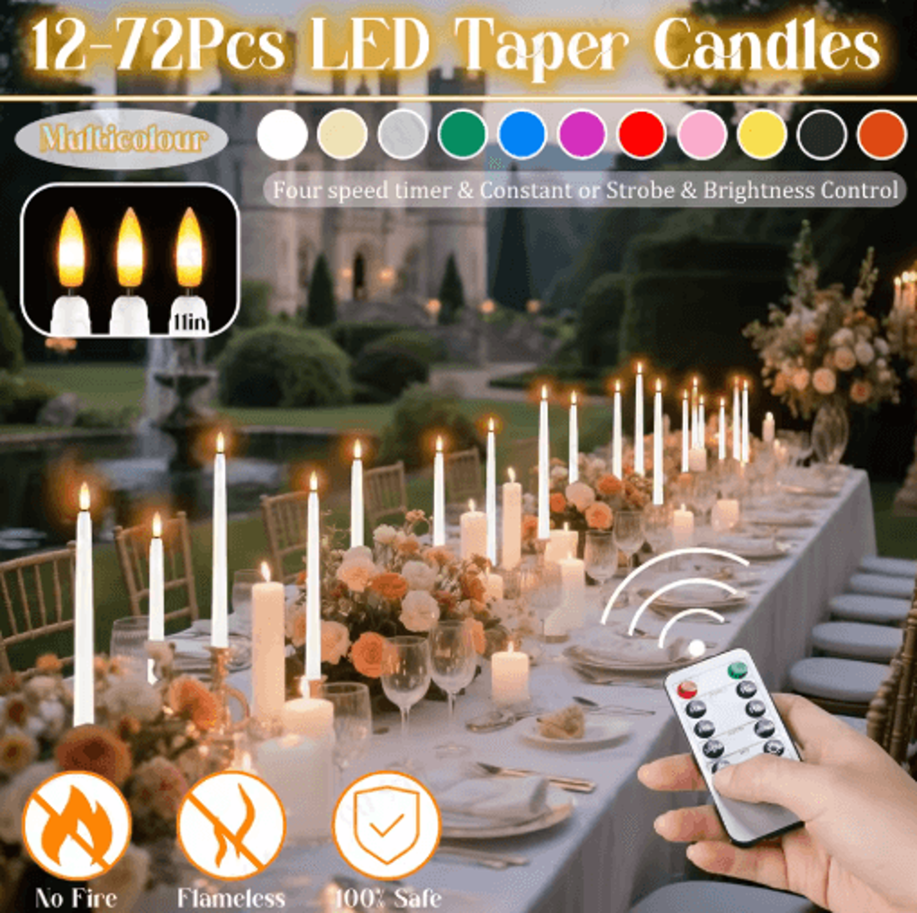 12–72pcs flameless led taper candles with remote – flickering wedding candles for parties & home decor