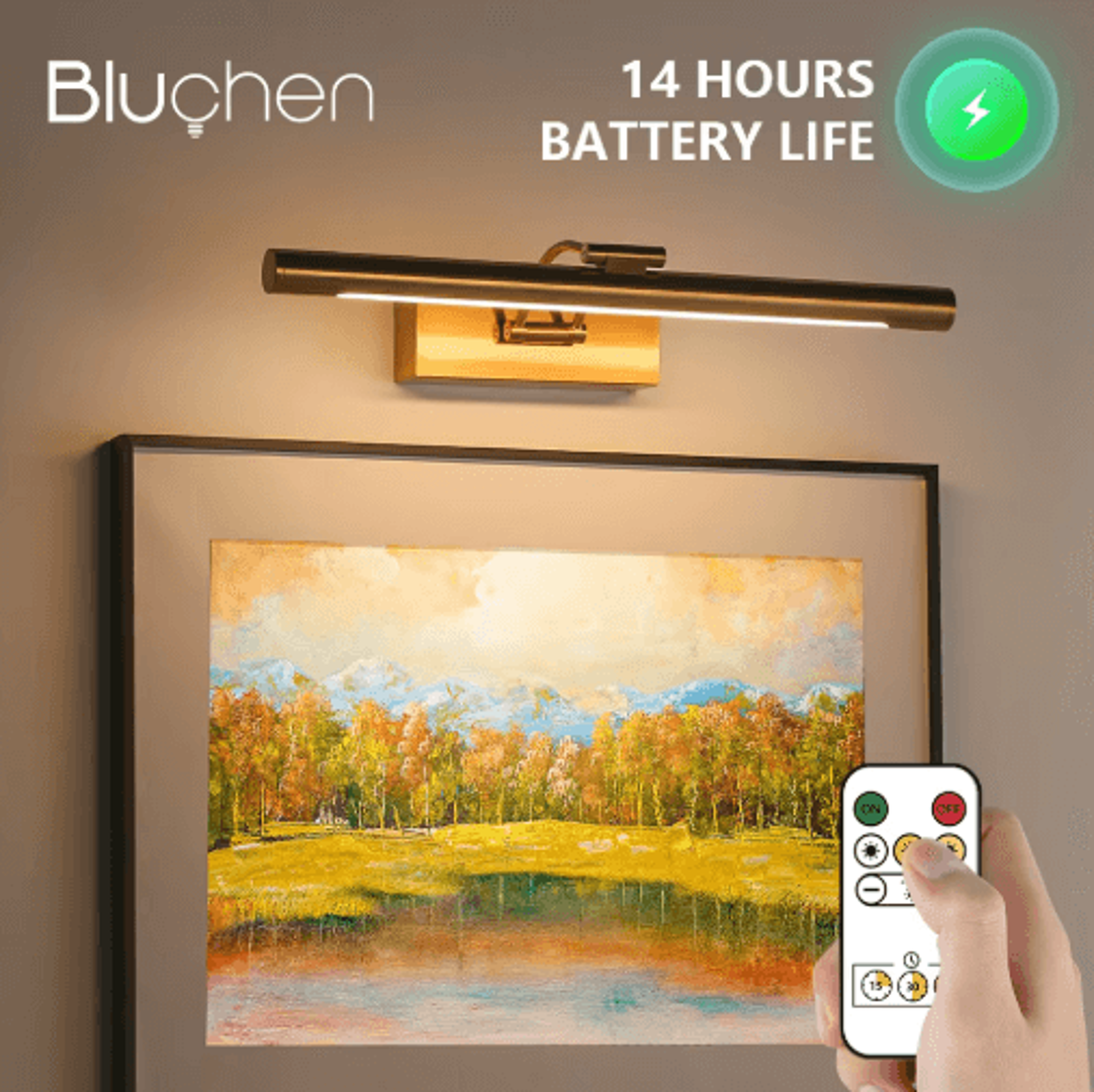 usb rechargeable wireless led wall lamp – 4400mah picture light with remote for home decor