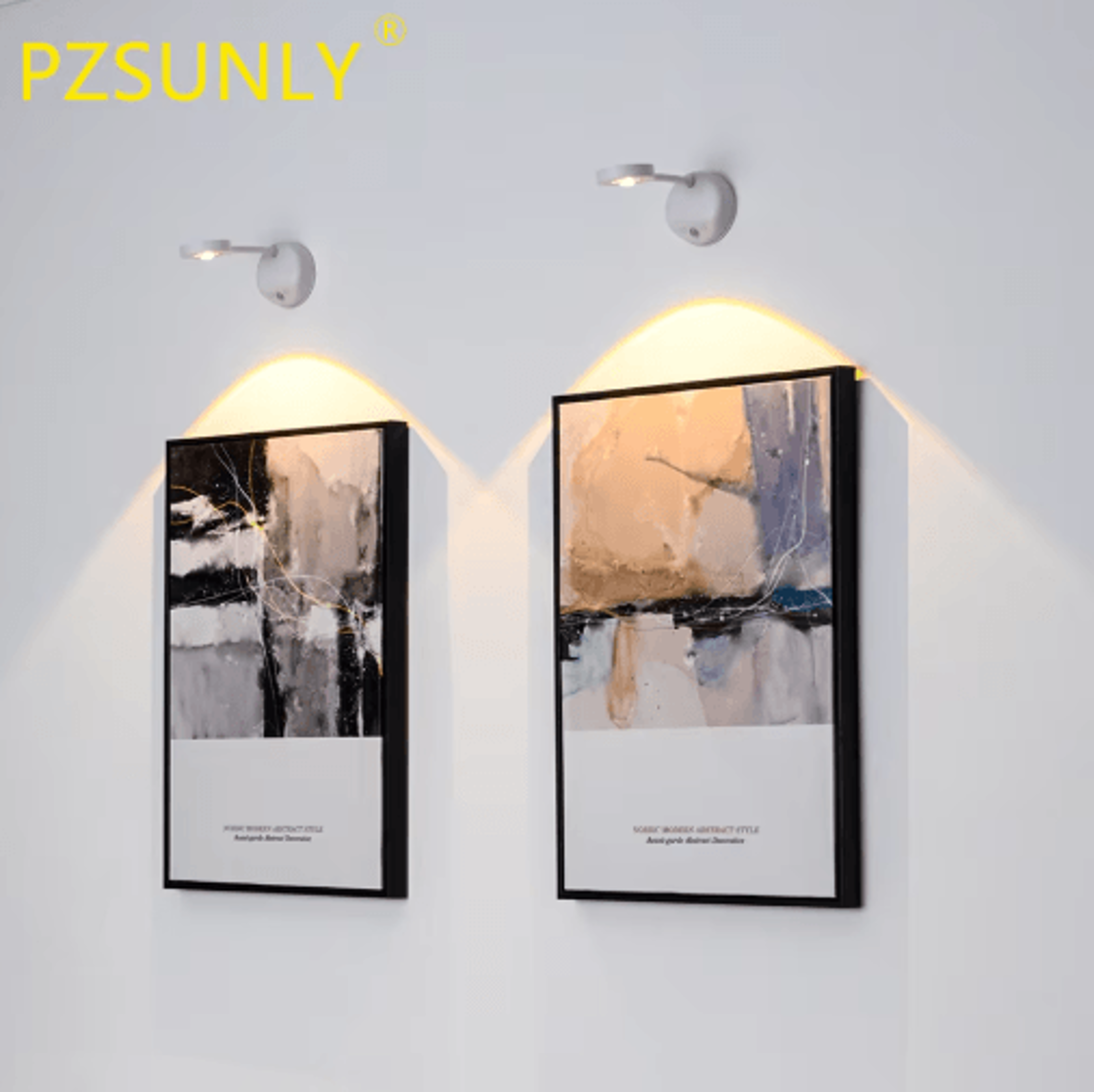 pzsunly usb rechargeable motion sensor led wall light – wireless dimmable spotlight for paintings & pictures