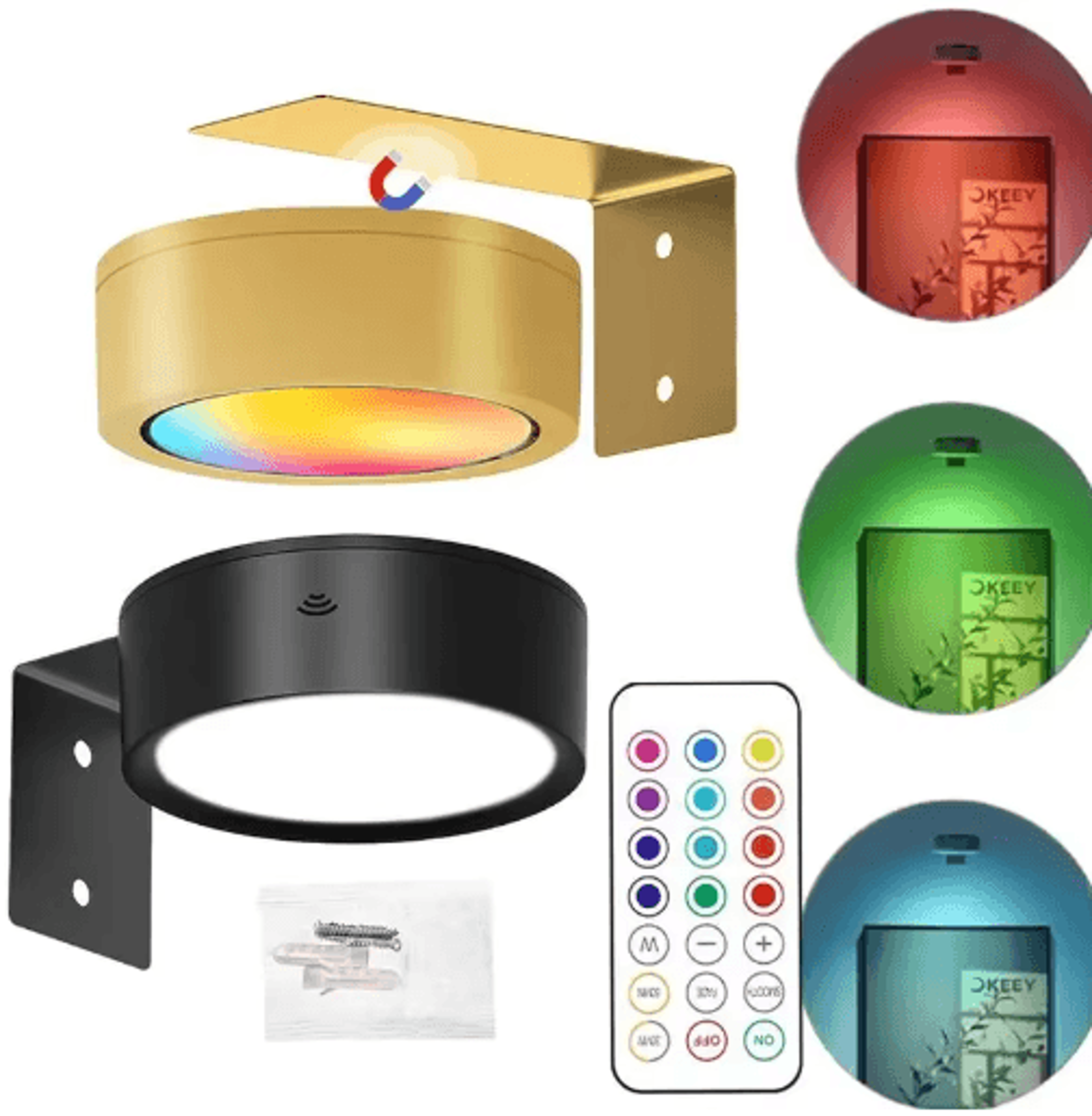 rgb magnetic led picture light – 13-color dimmable battery powered art display spotlight