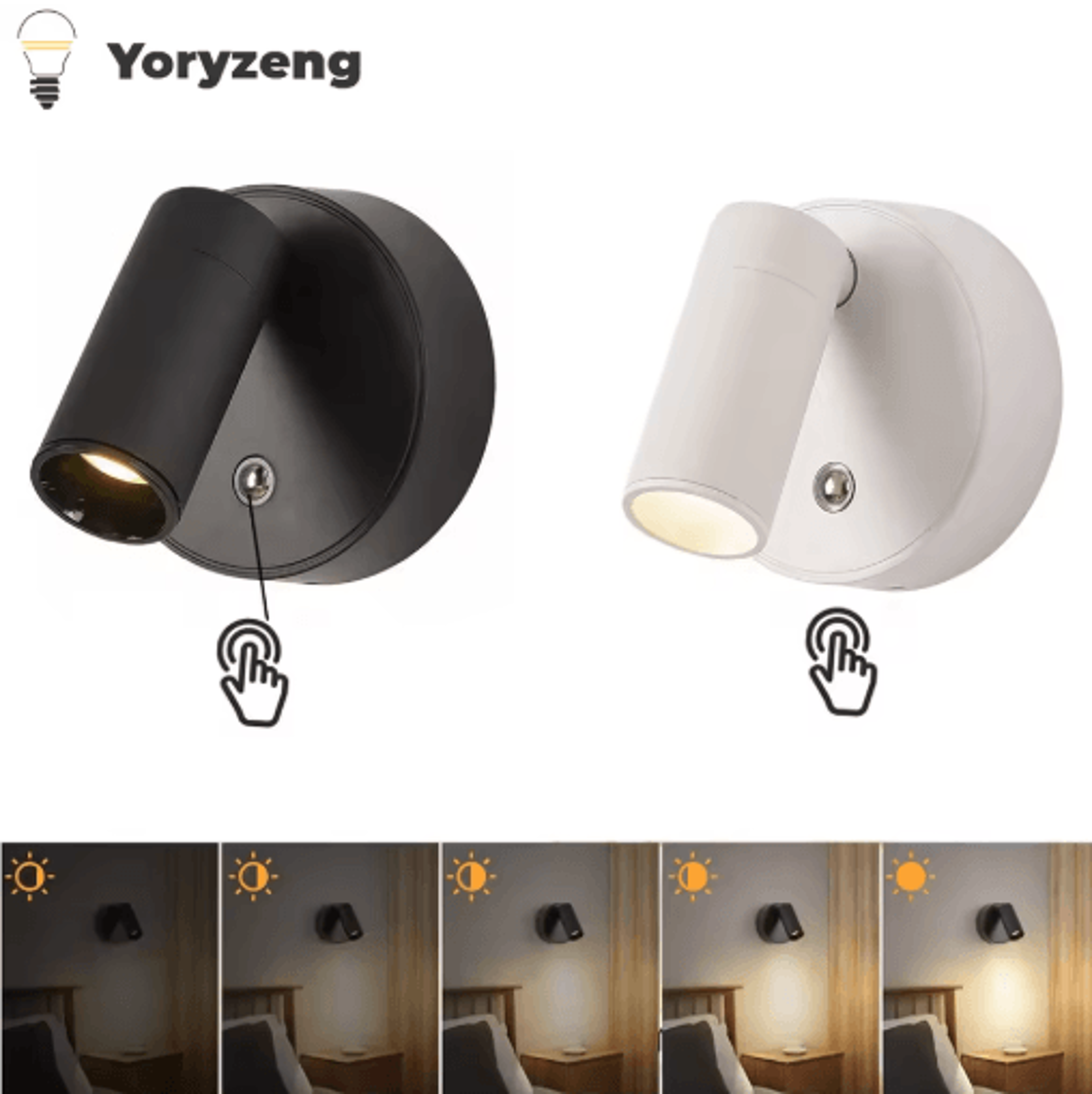 usb rechargeable magnetic led wall light – wireless touch dimmable bedside reading lamp with type-c charging
