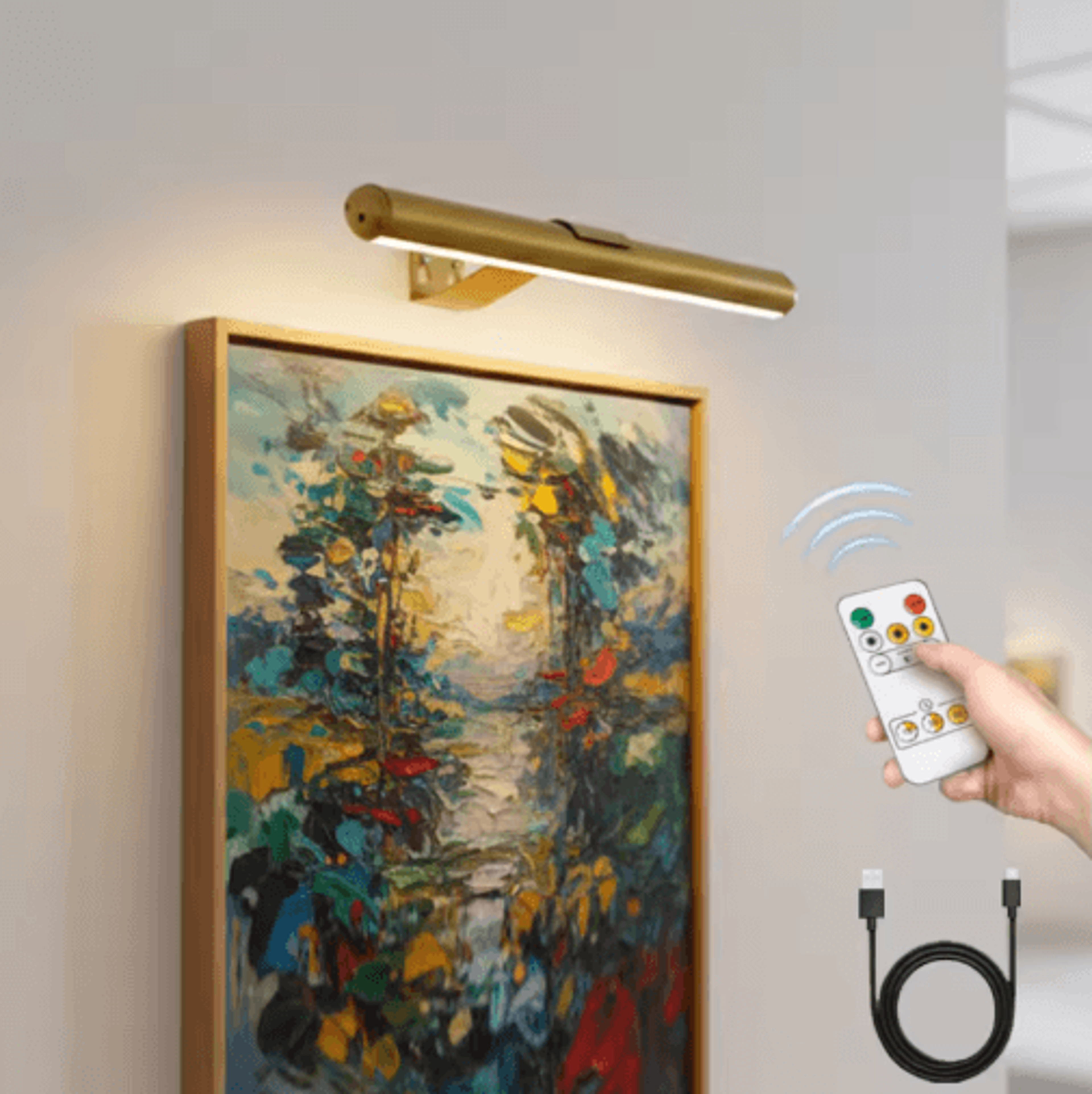 4000mah rechargeable wireless picture light – led art display wall lamp with remote control