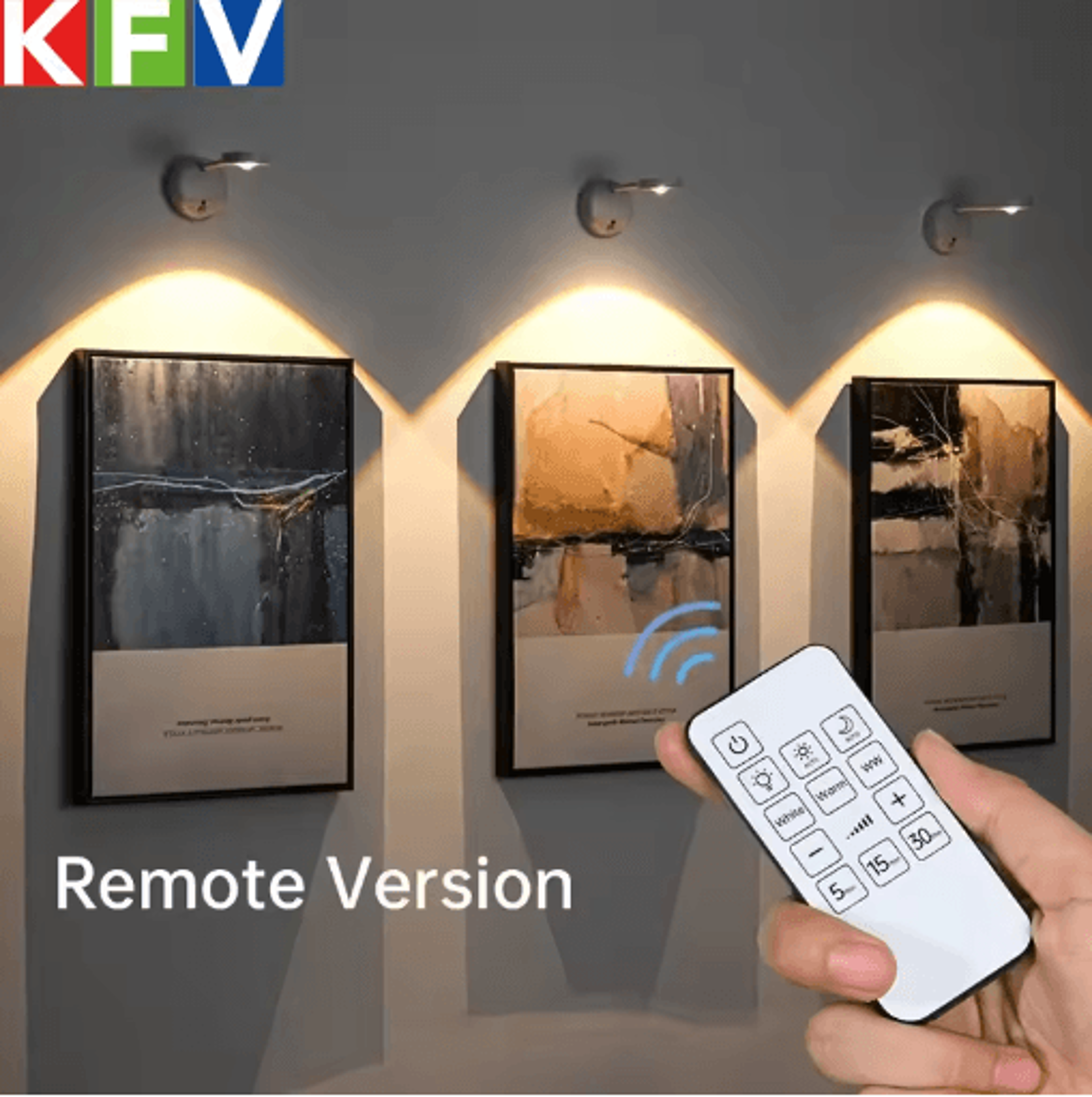 kfv usb rechargeable motion sensor led wall light – wireless dimmable spotlight for artwork & home decor