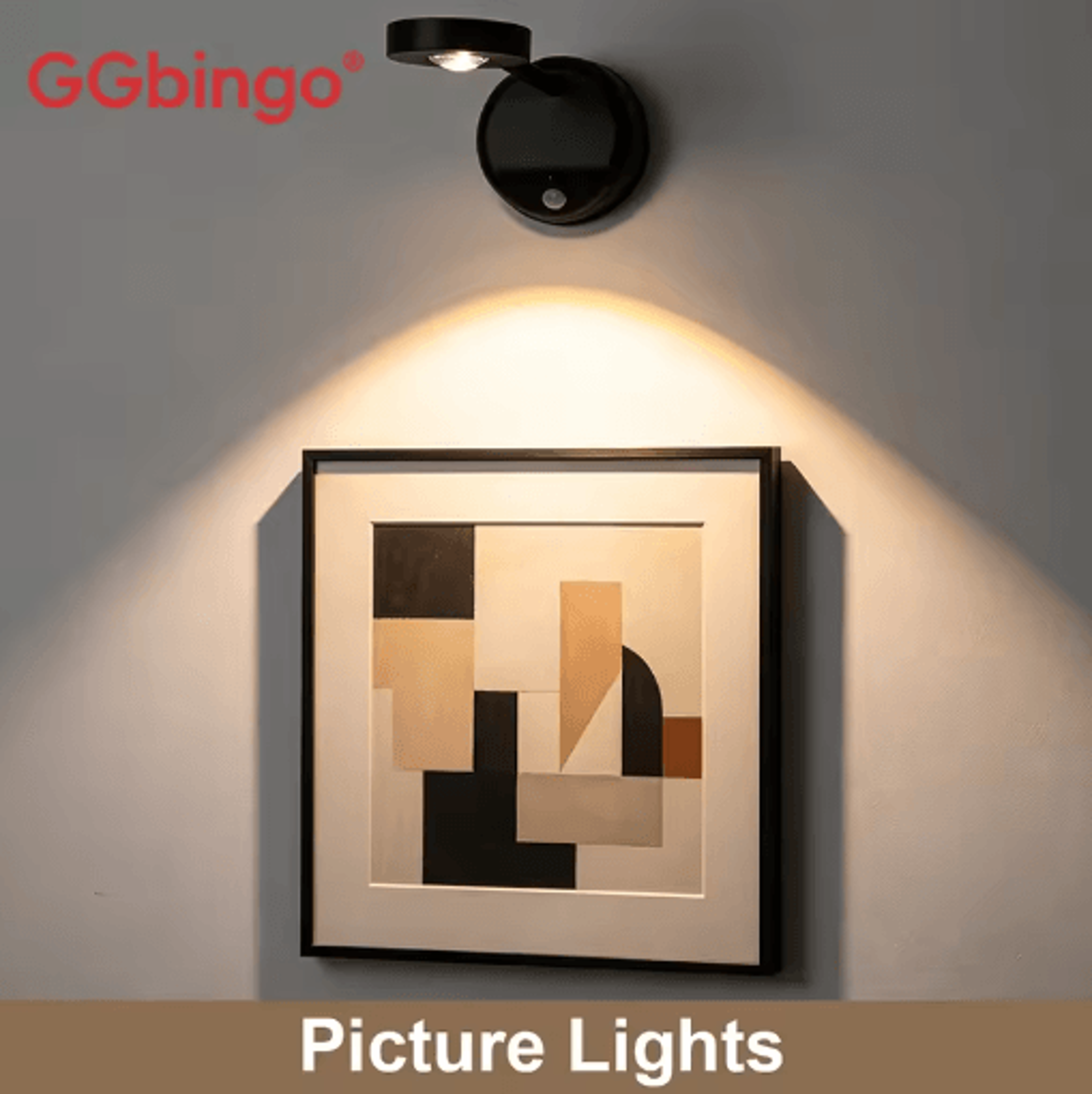usb rechargeable motion sensor led wall spotlight – wireless dimmable picture light for artwork & home decor