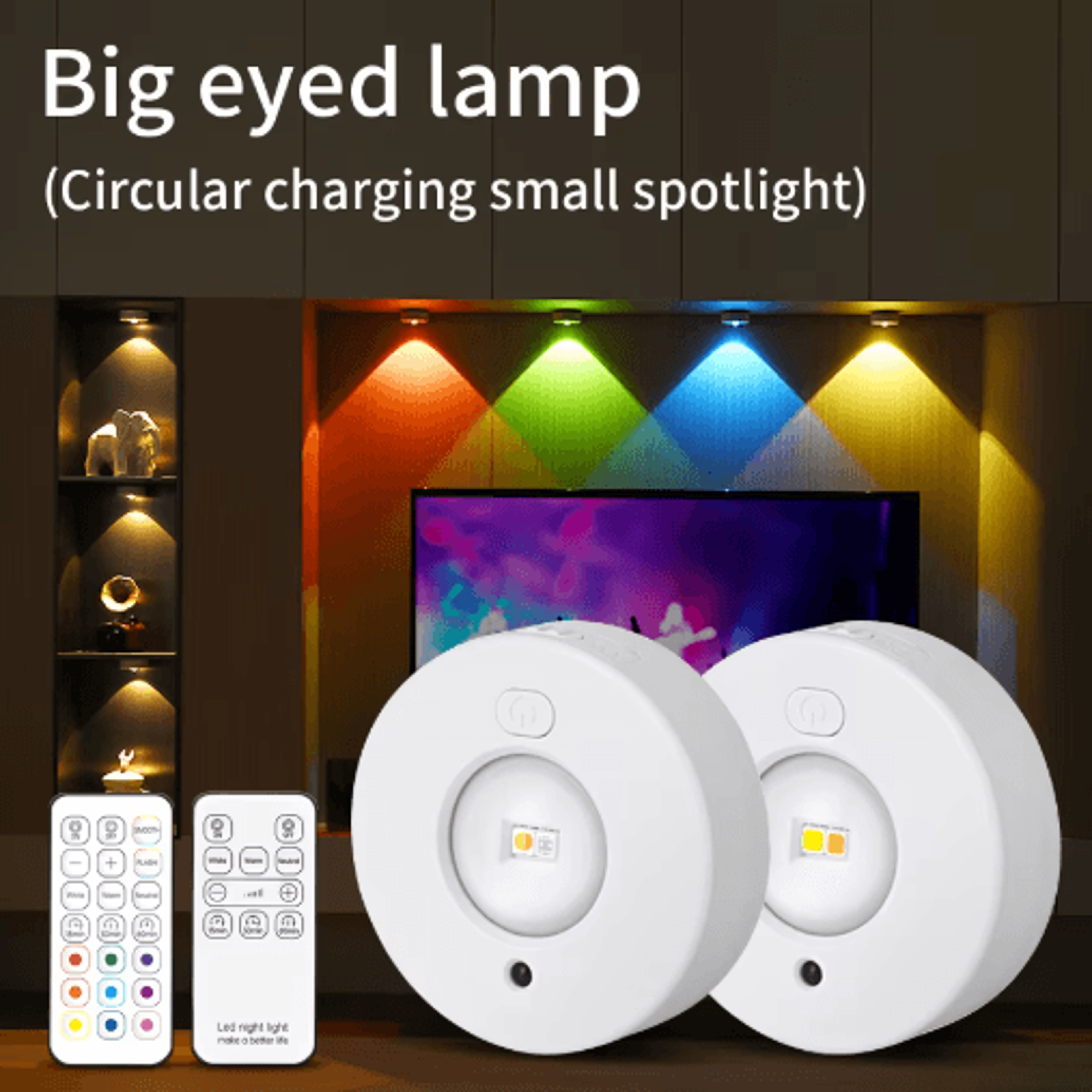 rechargeable rgb led night light – wireless under cabinet spotlight with ir remote control