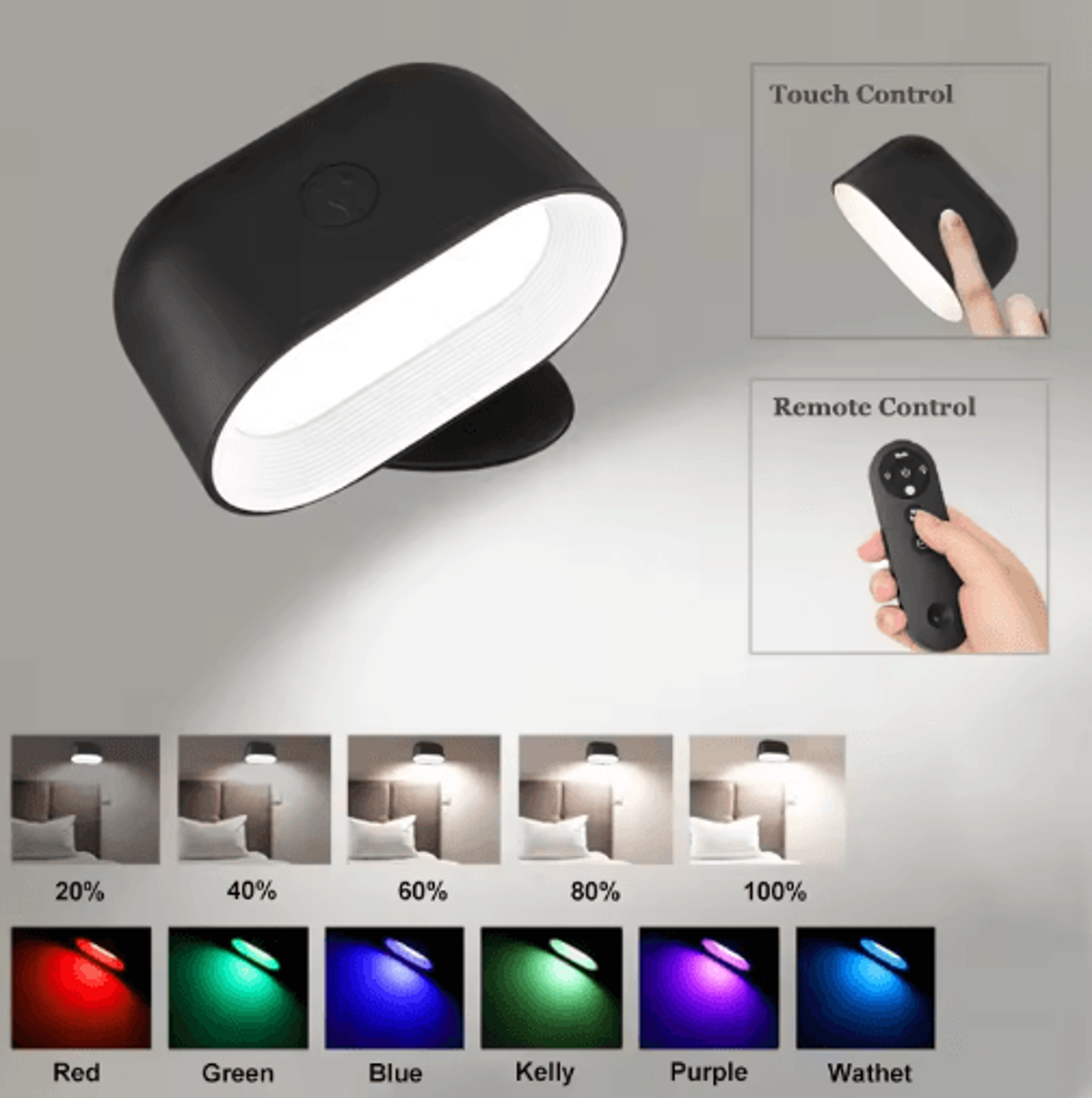 360° rechargeable magnetic led wall light – touch & remote control picture spotlight