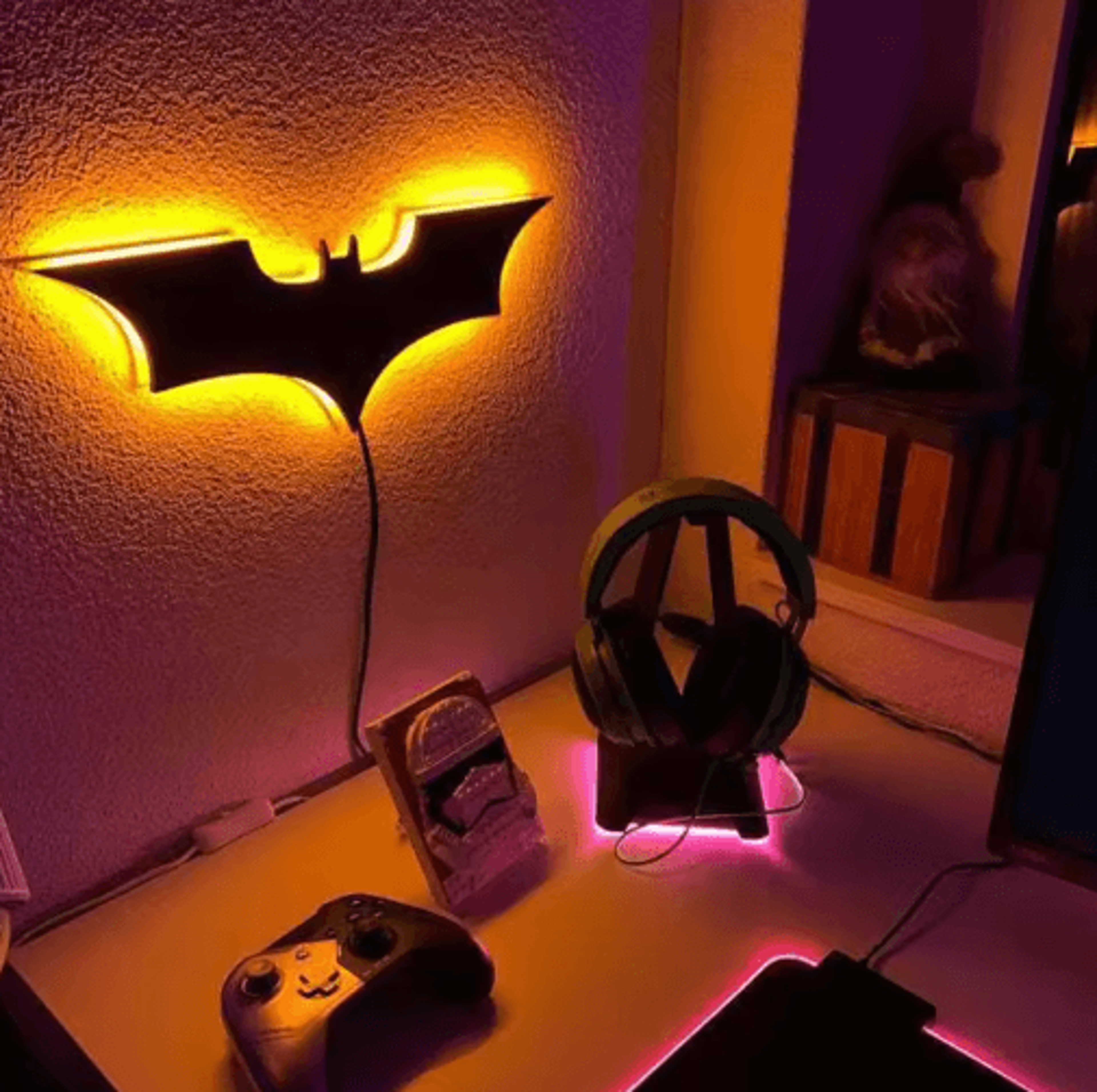 modern wooden led wall lamp – 16-color remote control decorative night light