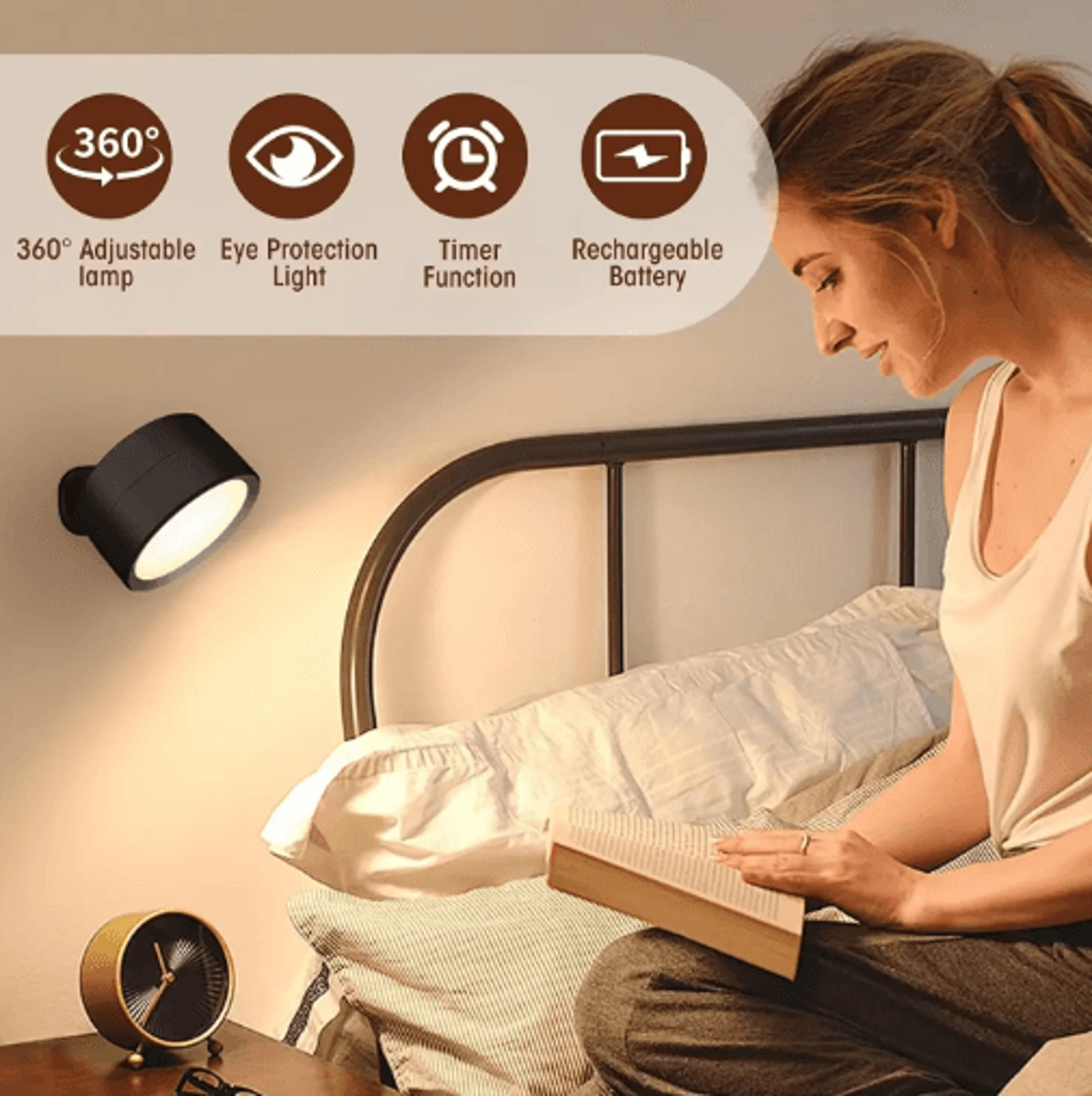 rechargeable magnetic led wall sconce wireless wall light with remote & 3-color dimmable lighting