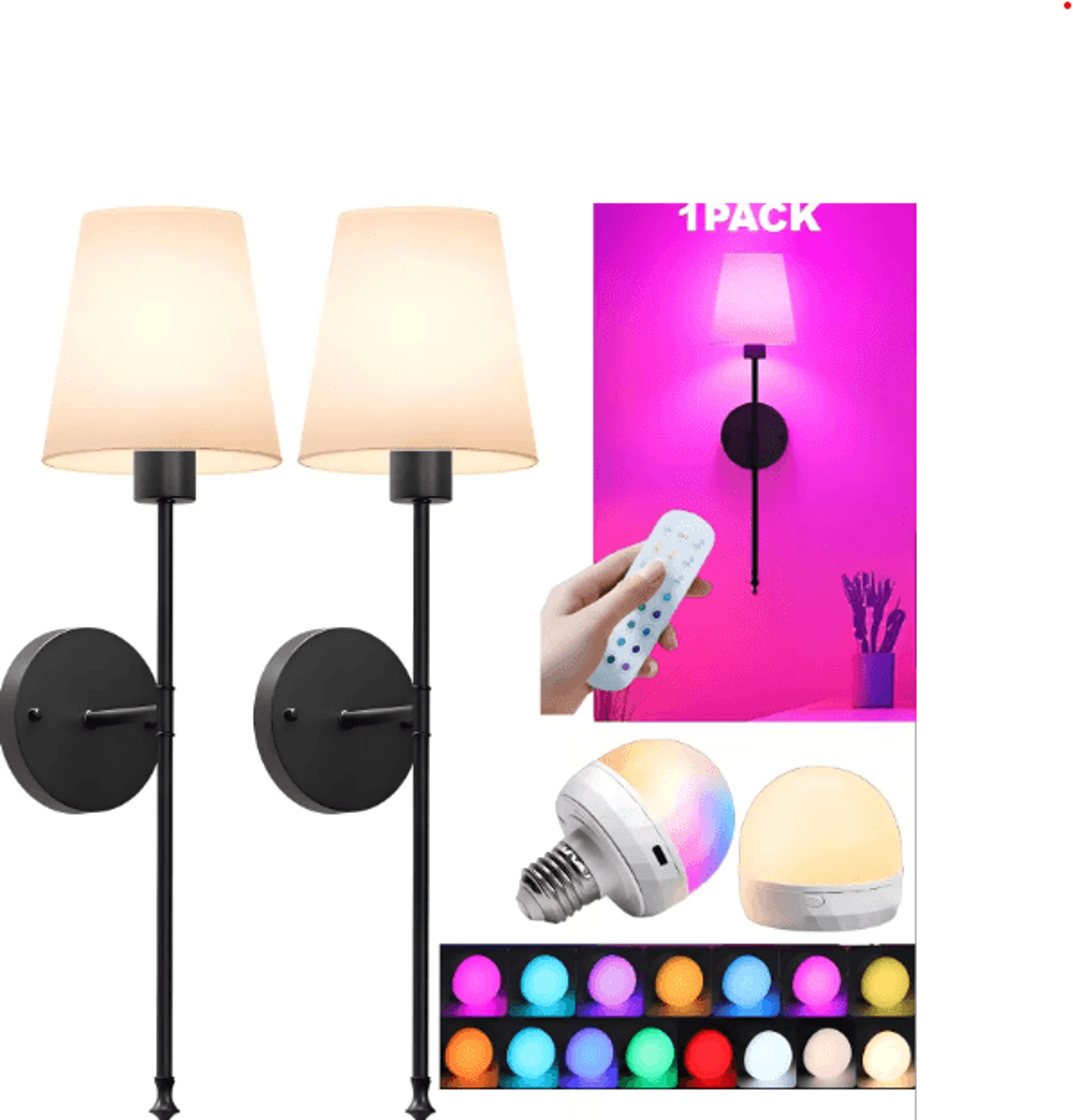 rechargeable battery operated wall sconce – wireless rgb led wall light with remote control