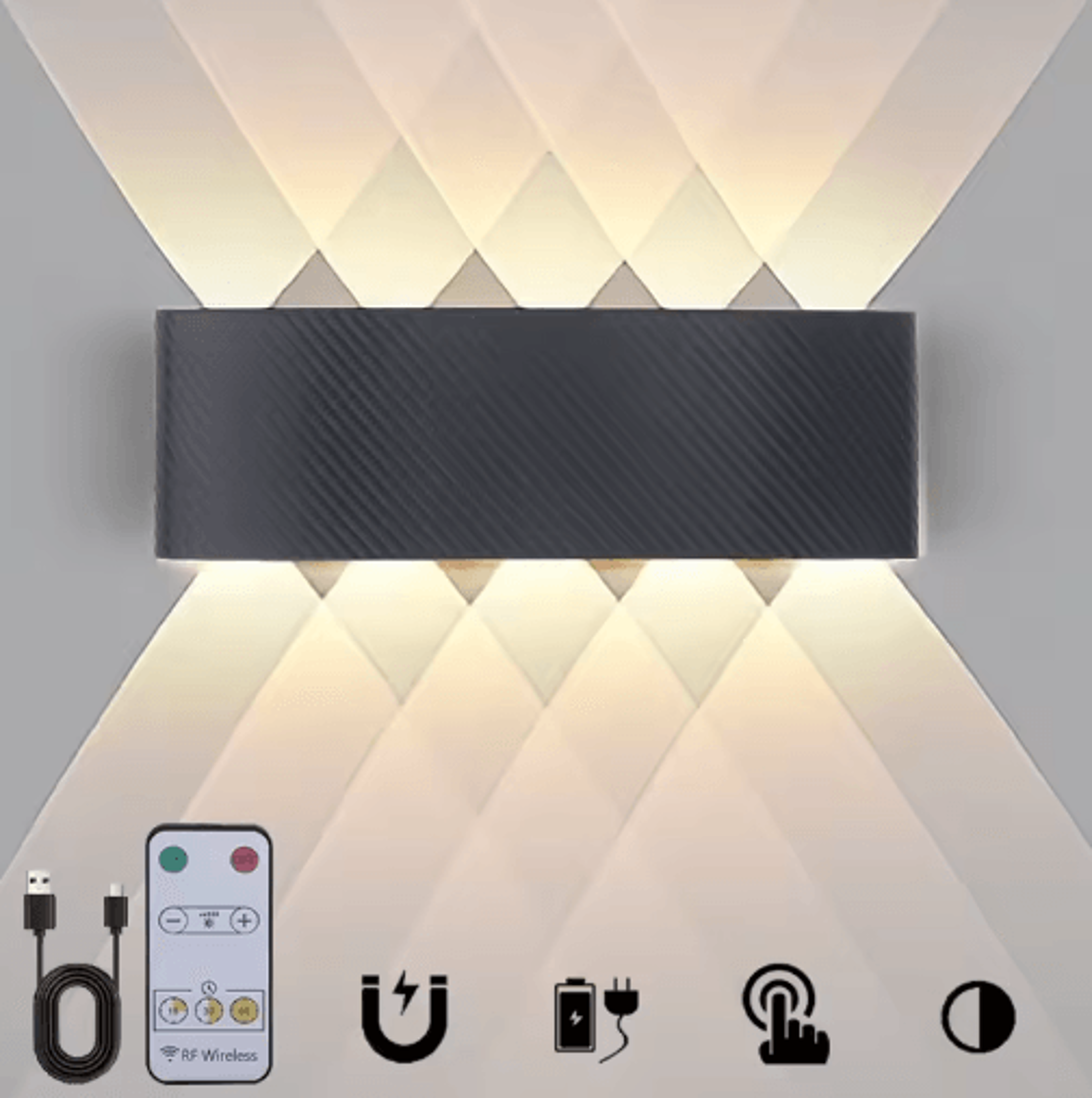 magnetic rechargeable led wall light – wireless bedside spotlight with remote control & no-drill installation